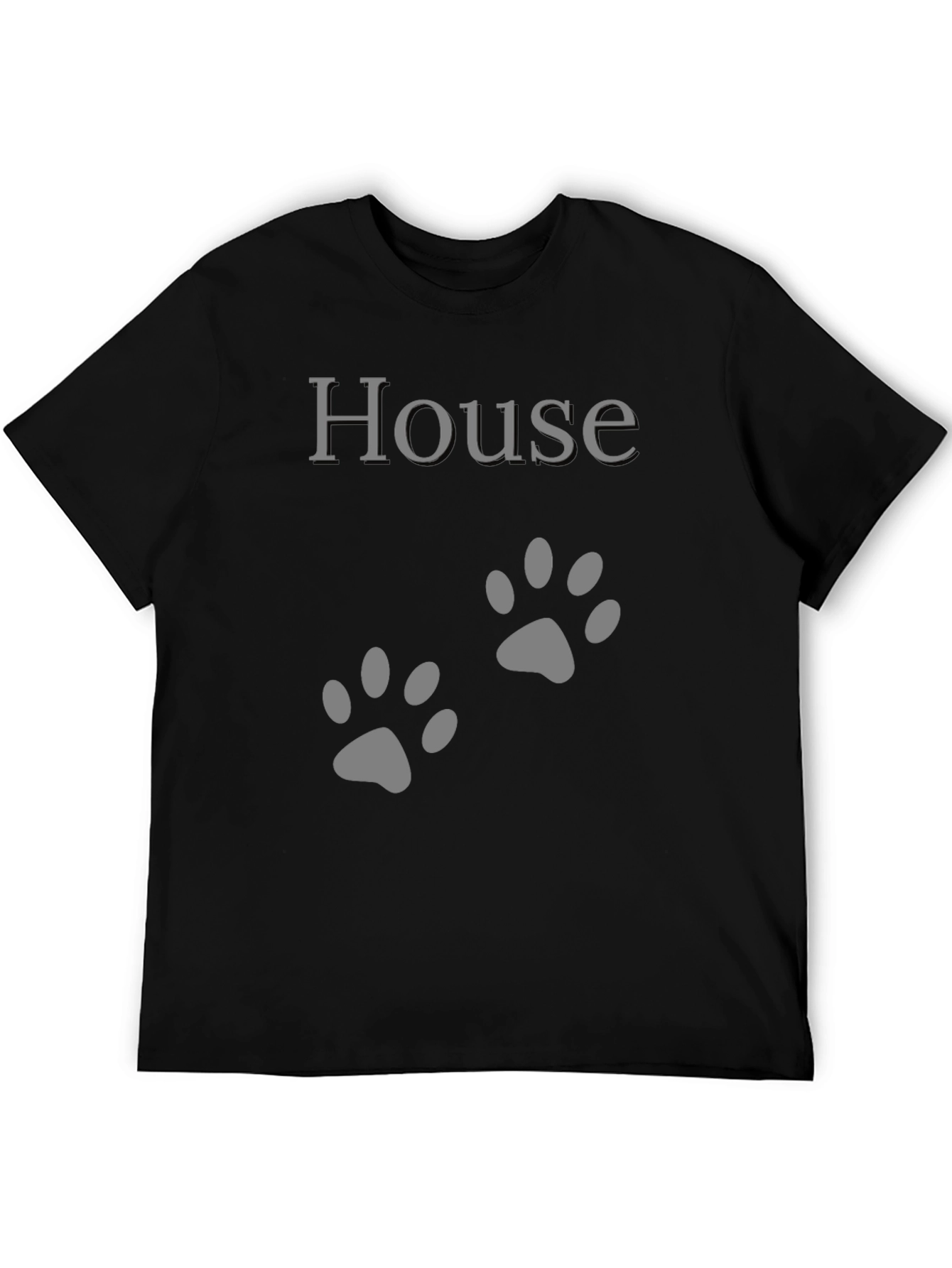 House Paw Print Graphic T-Shirt - Black