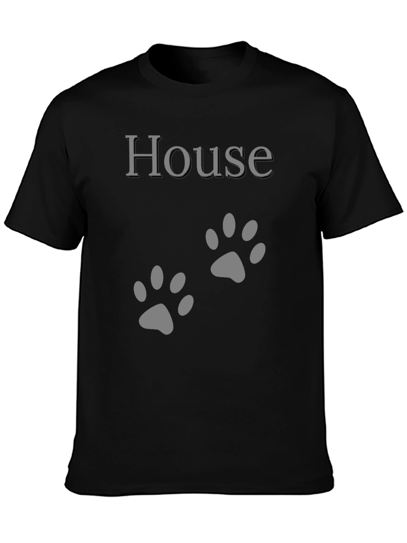 House Paw Print Graphic T-Shirt - Black