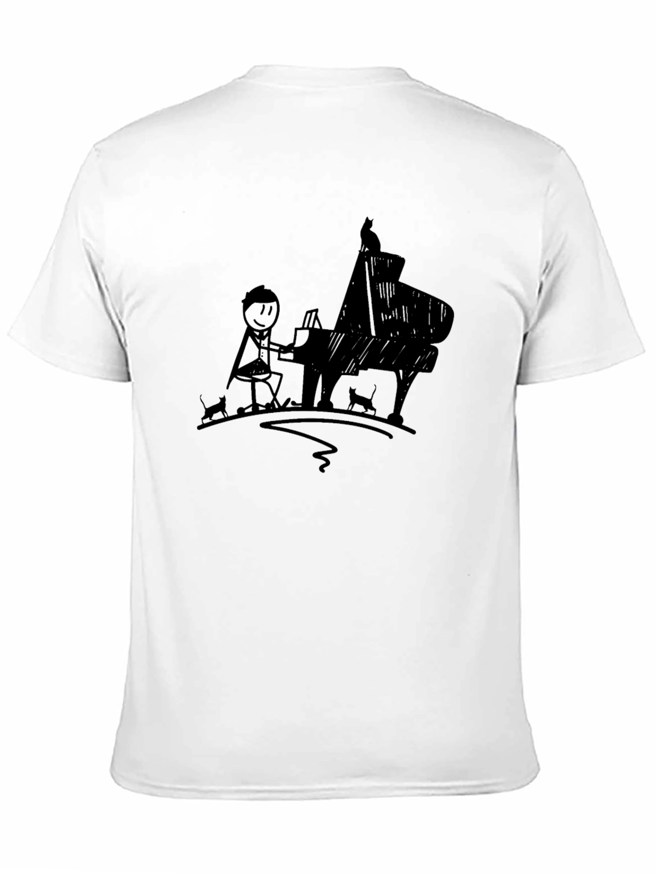Stick Figure Pianist Graphic Tee - Black