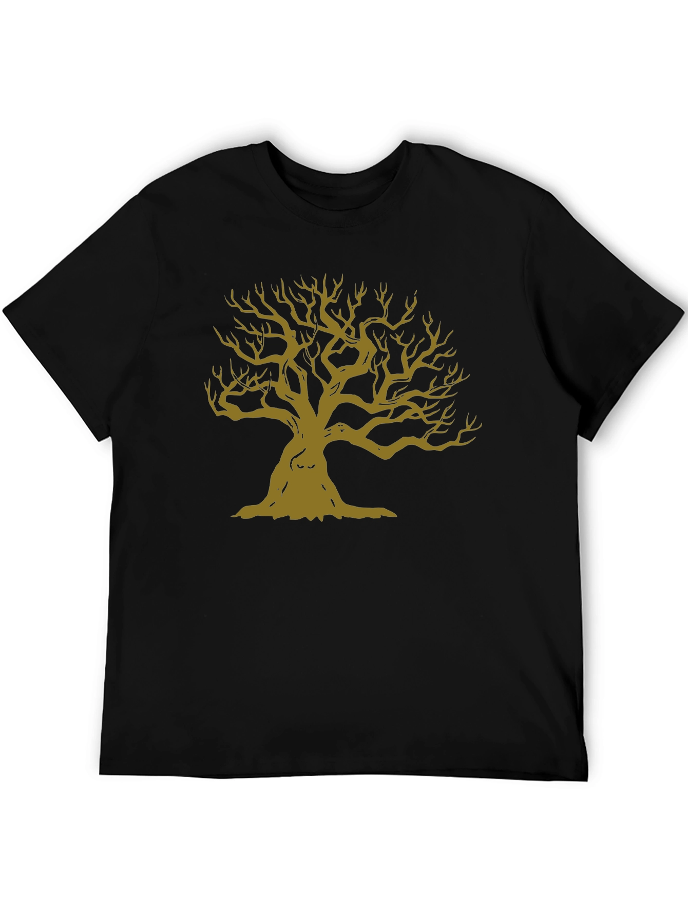 Mens Black T-Shirt with Graphic Tree Design