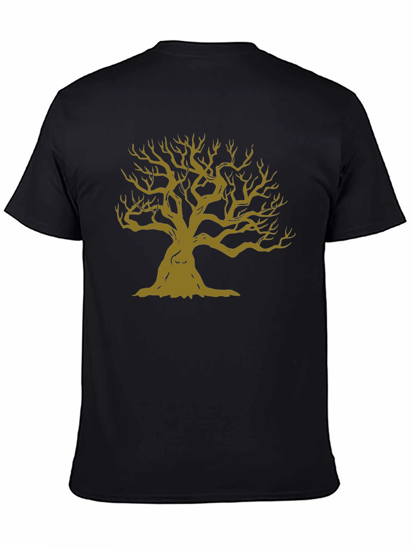 Mens Black T-Shirt with Graphic Tree Design