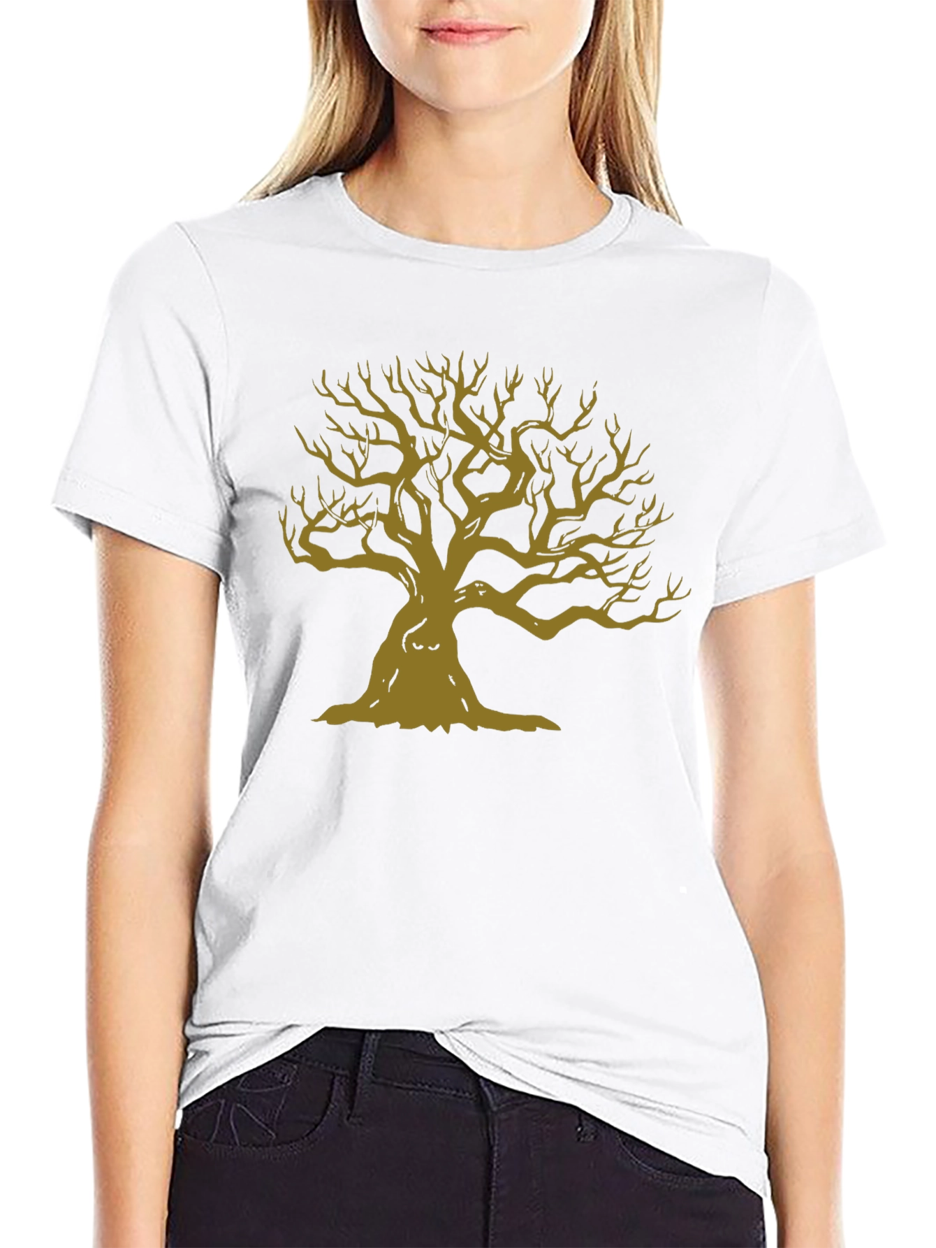 Mens Black T-Shirt with Graphic Tree Design