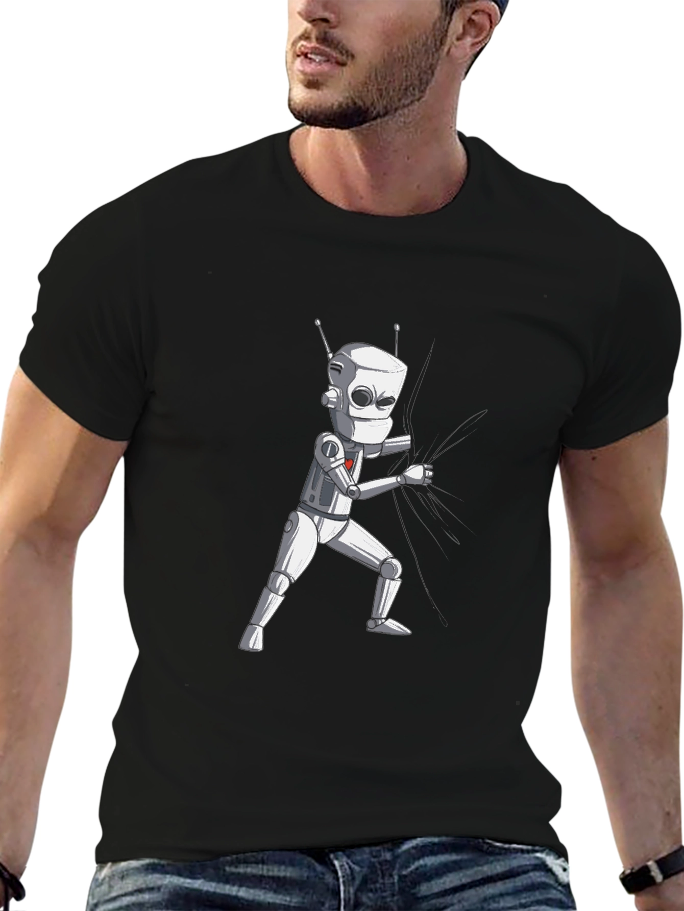 Robot Graphic Black T-Shirt