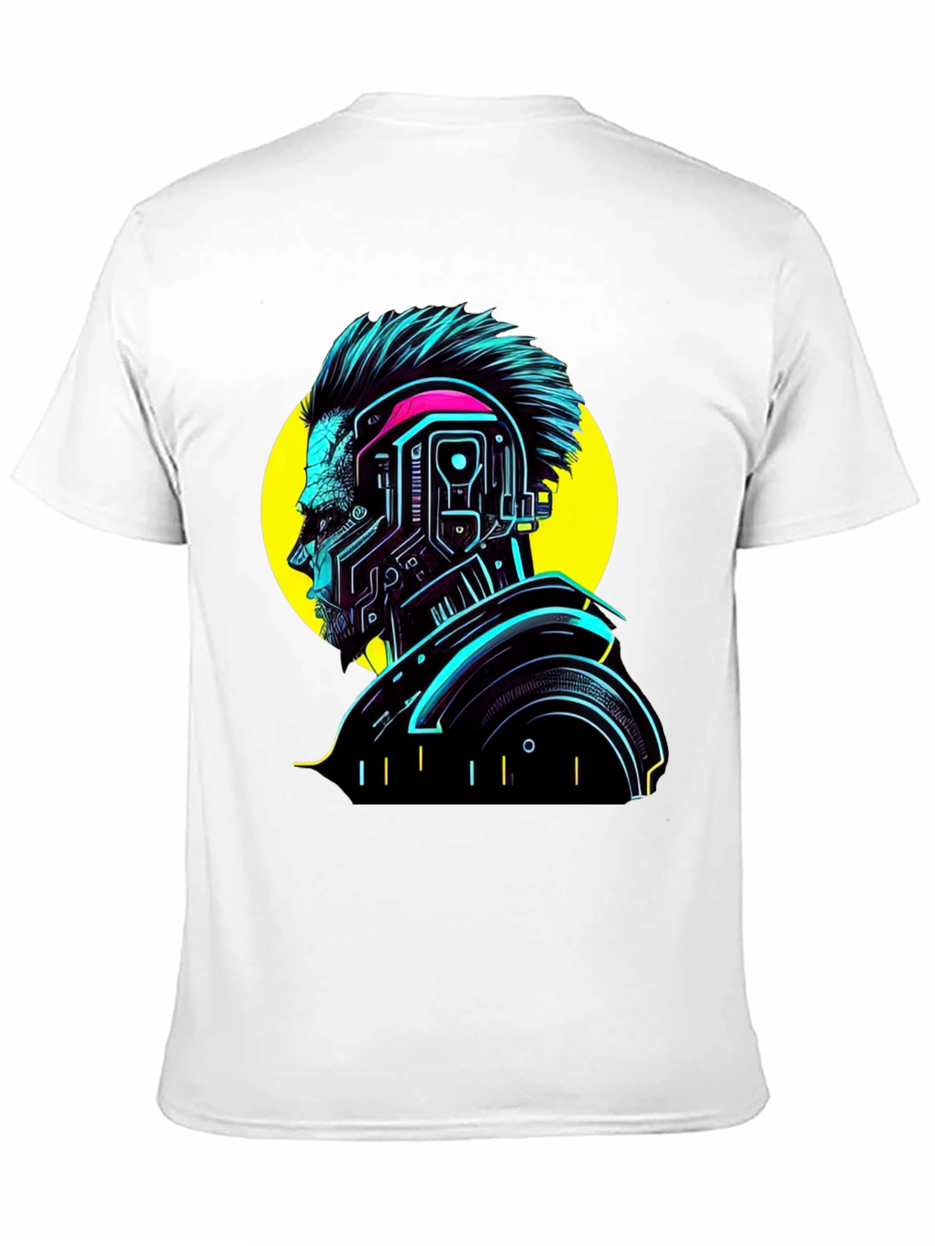 Cyberpunk Man Graphic T-Shirt - Neon Black Tee