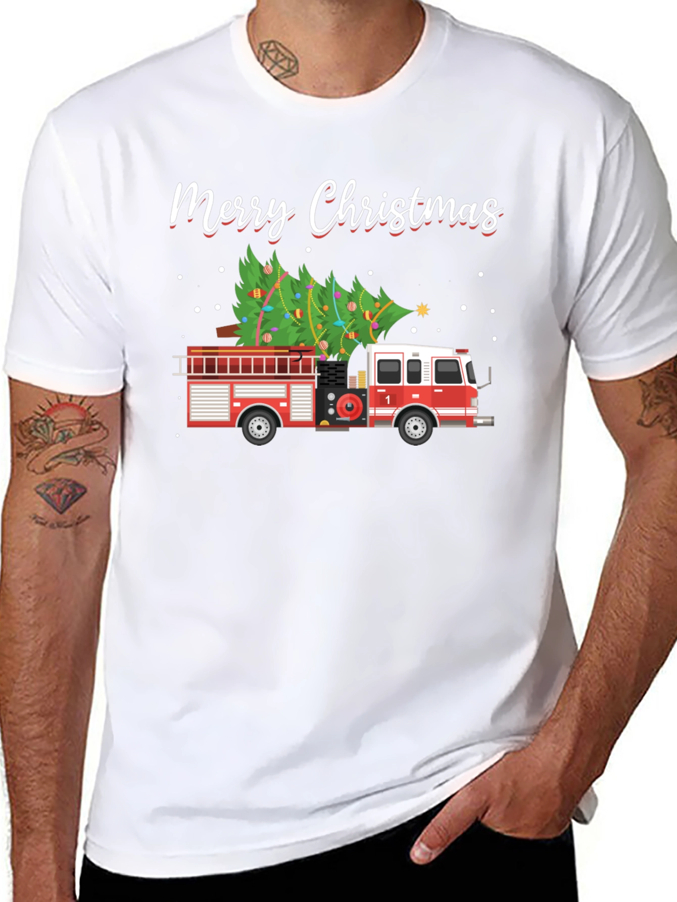 Merry Christmas Fire Truck T-Shirt