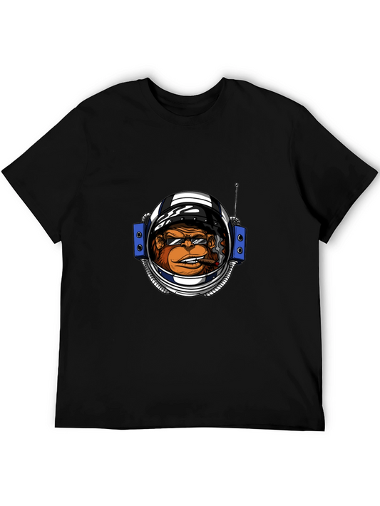 Monkey Astronaut Graphic Tee - Premium Black T-Shirt