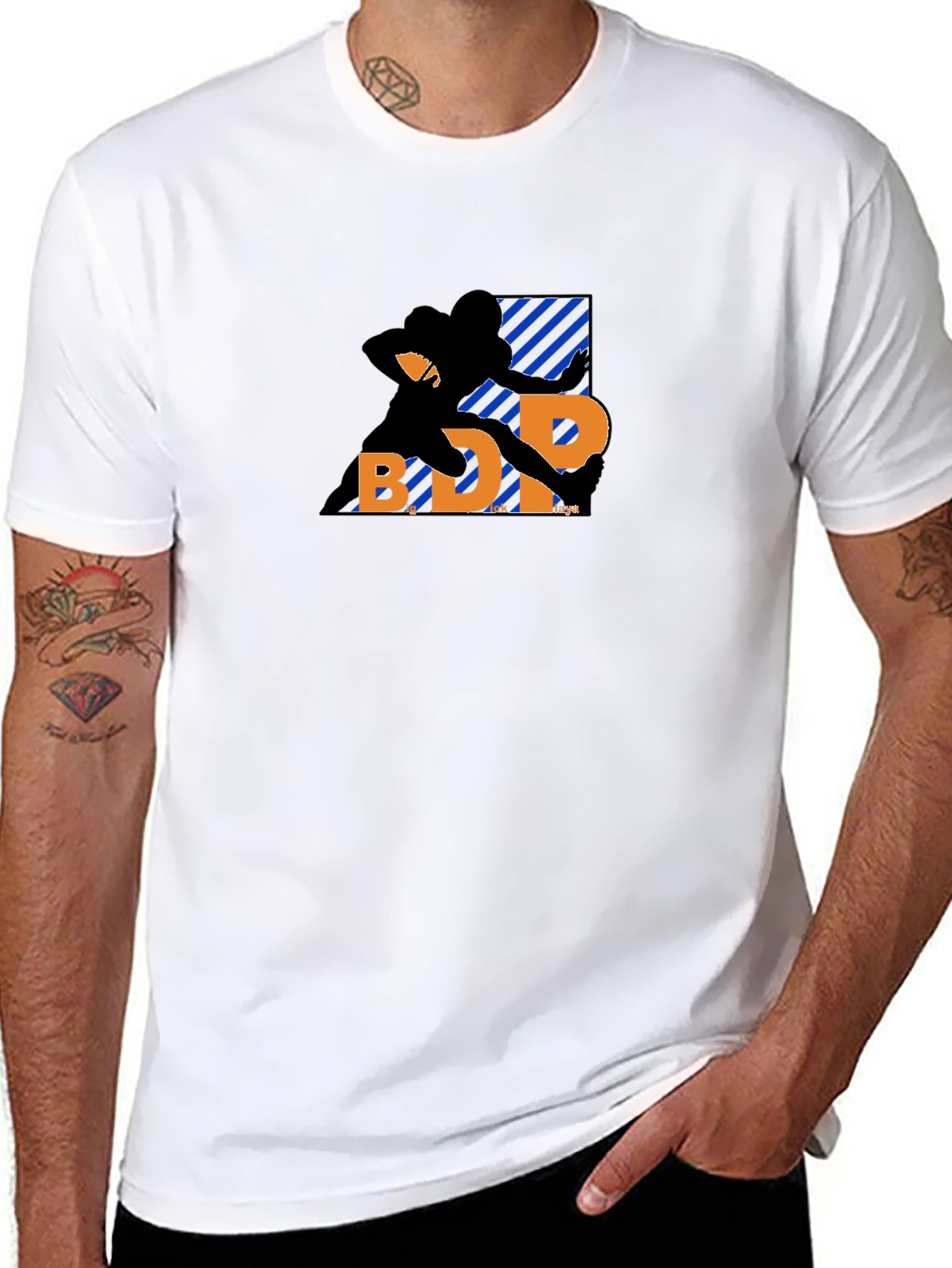 Football Player Graphic T-Shirt - Black