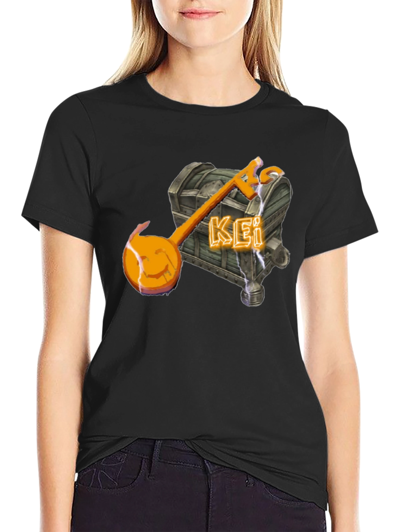 Unique Kei Chest & Key T-Shirt - Black