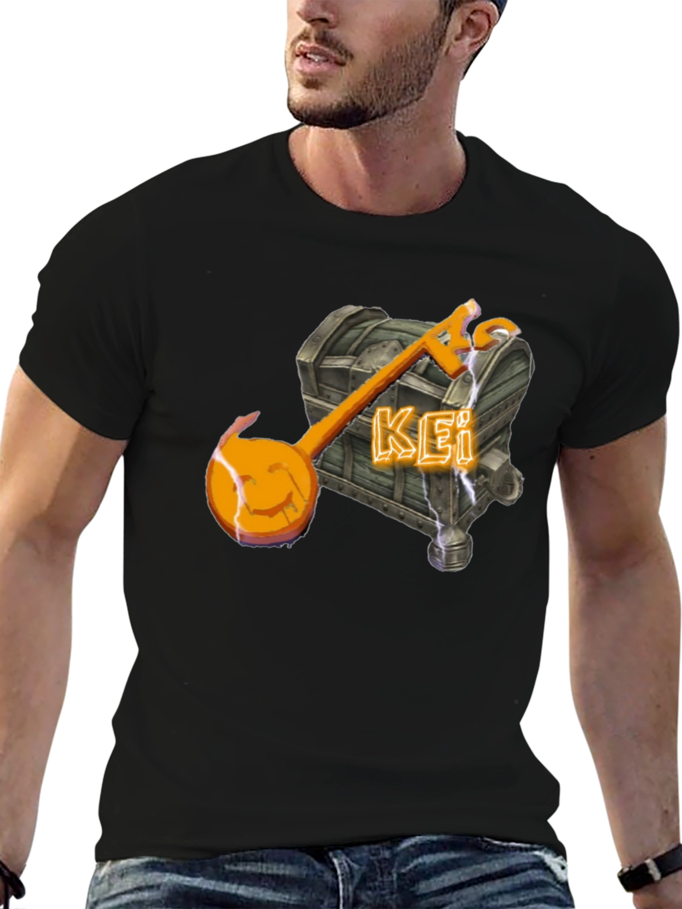 Unique Kei Chest & Key T-Shirt - Black