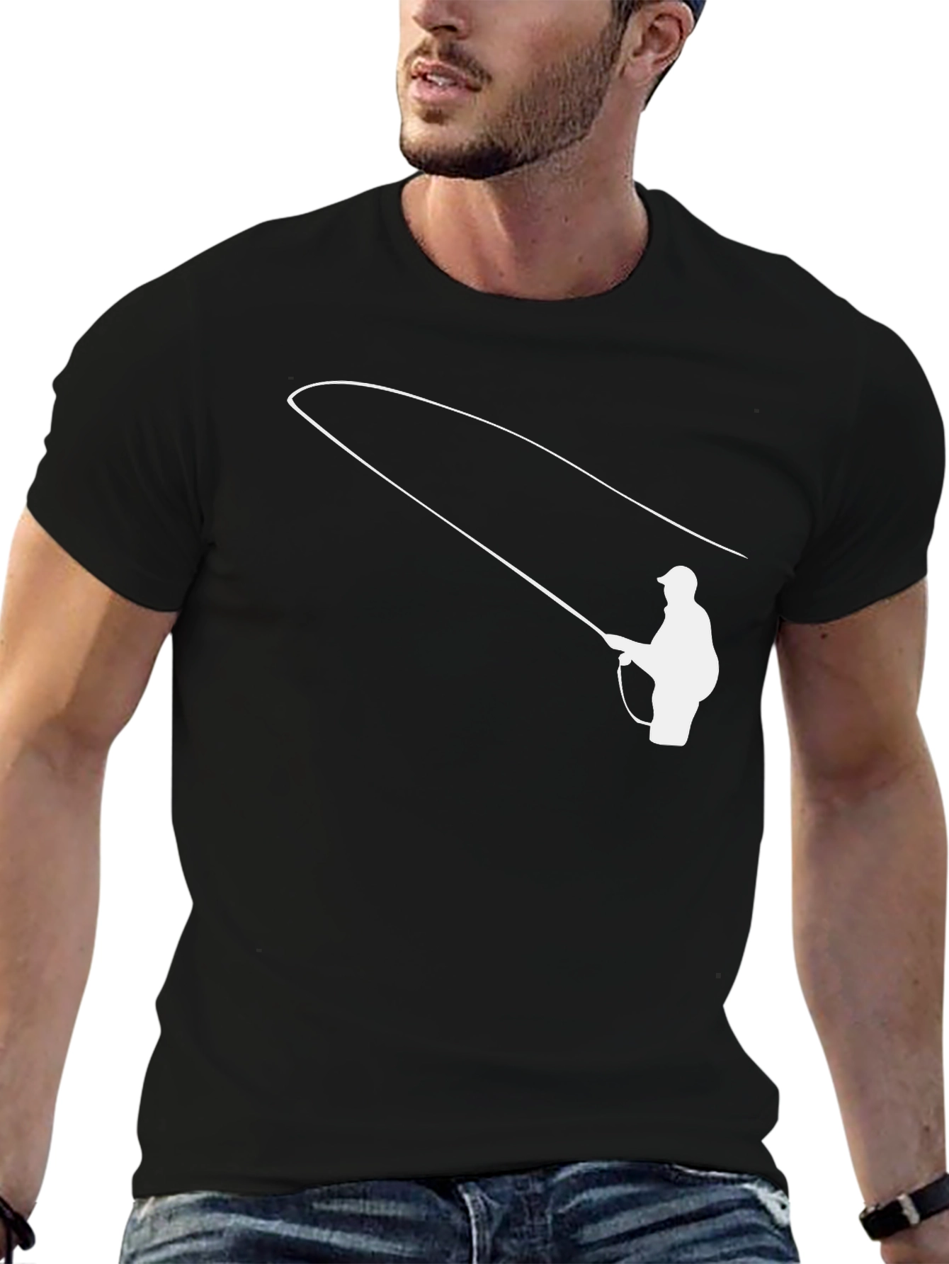 Fly Fishing T-Shirt - Angler Silhouette Design