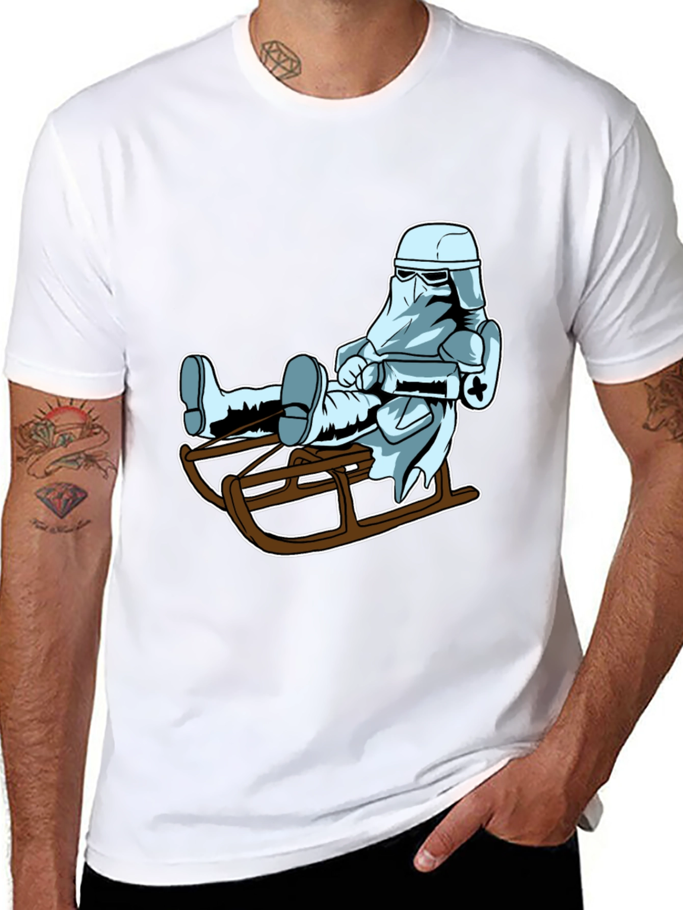 Cool Stormtrooper Sledding Graphic Tee