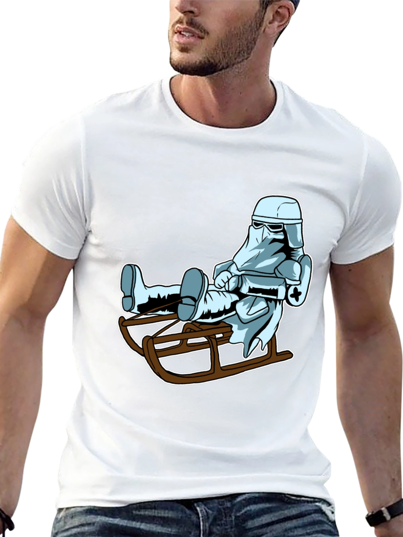 Cool Stormtrooper Sledding Graphic Tee