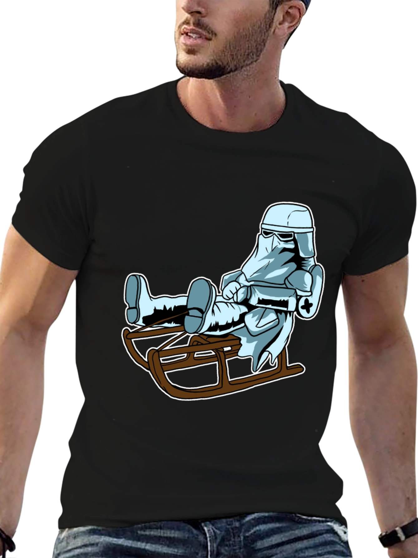 Cool Stormtrooper Sledding Graphic Tee