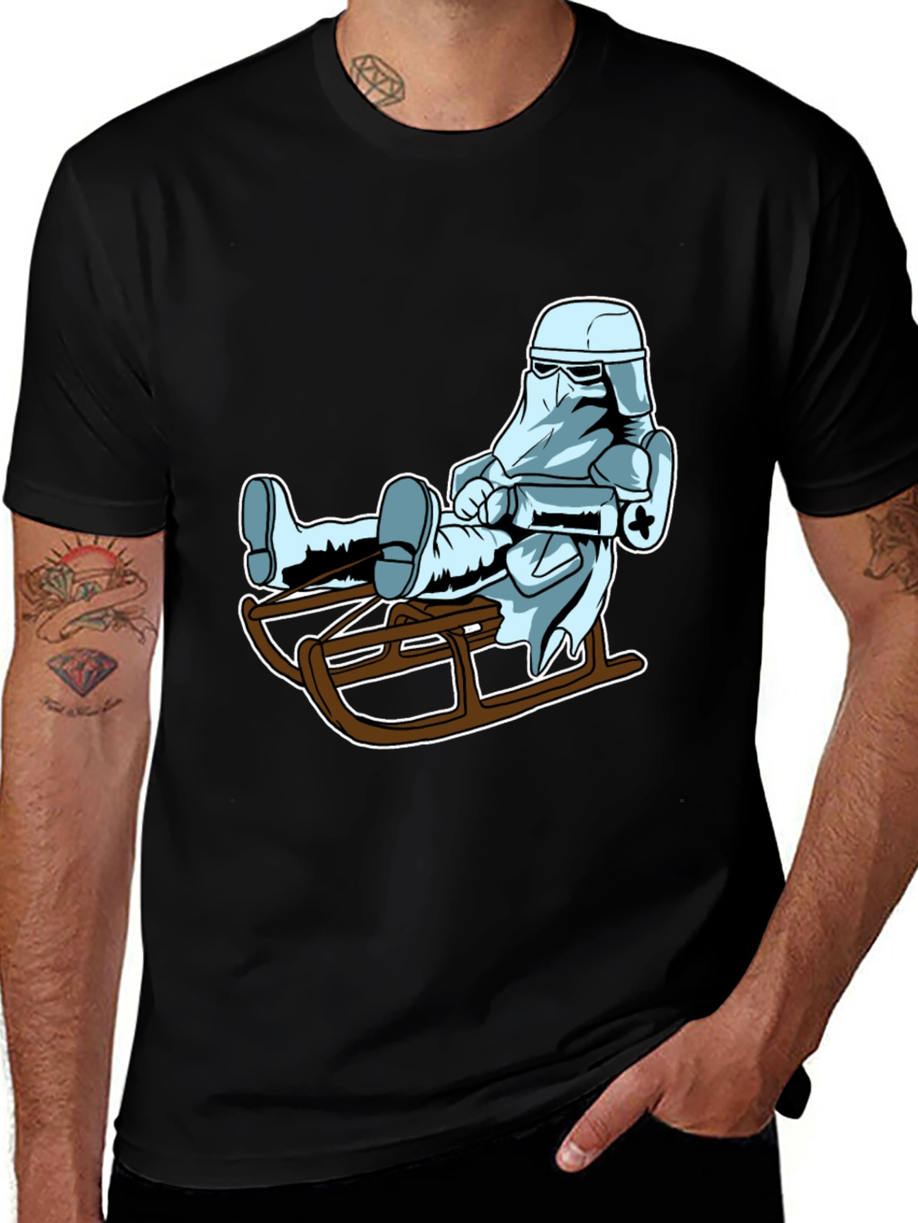 Cool Stormtrooper Sledding Graphic Tee