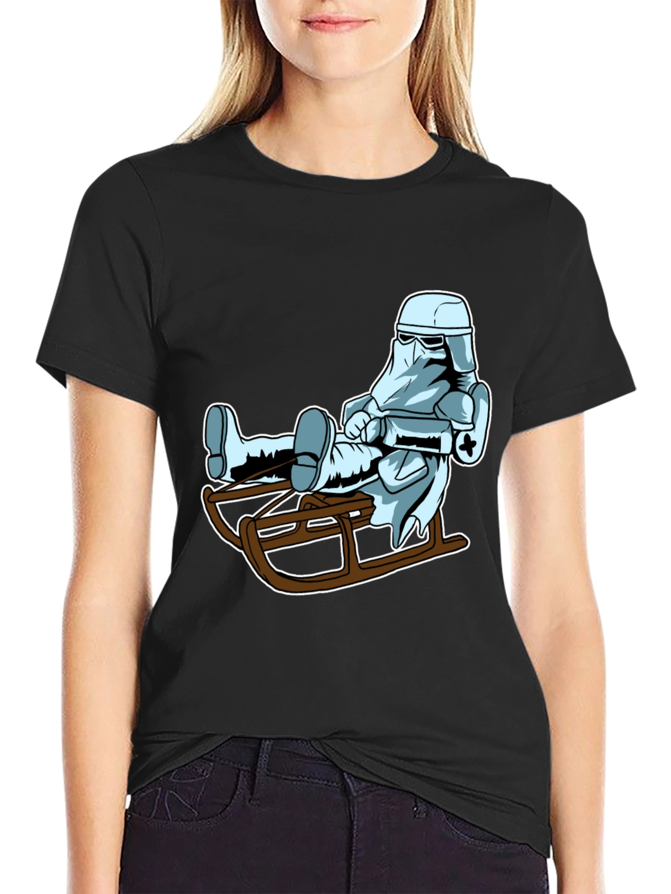 Cool Stormtrooper Sledding Graphic Tee