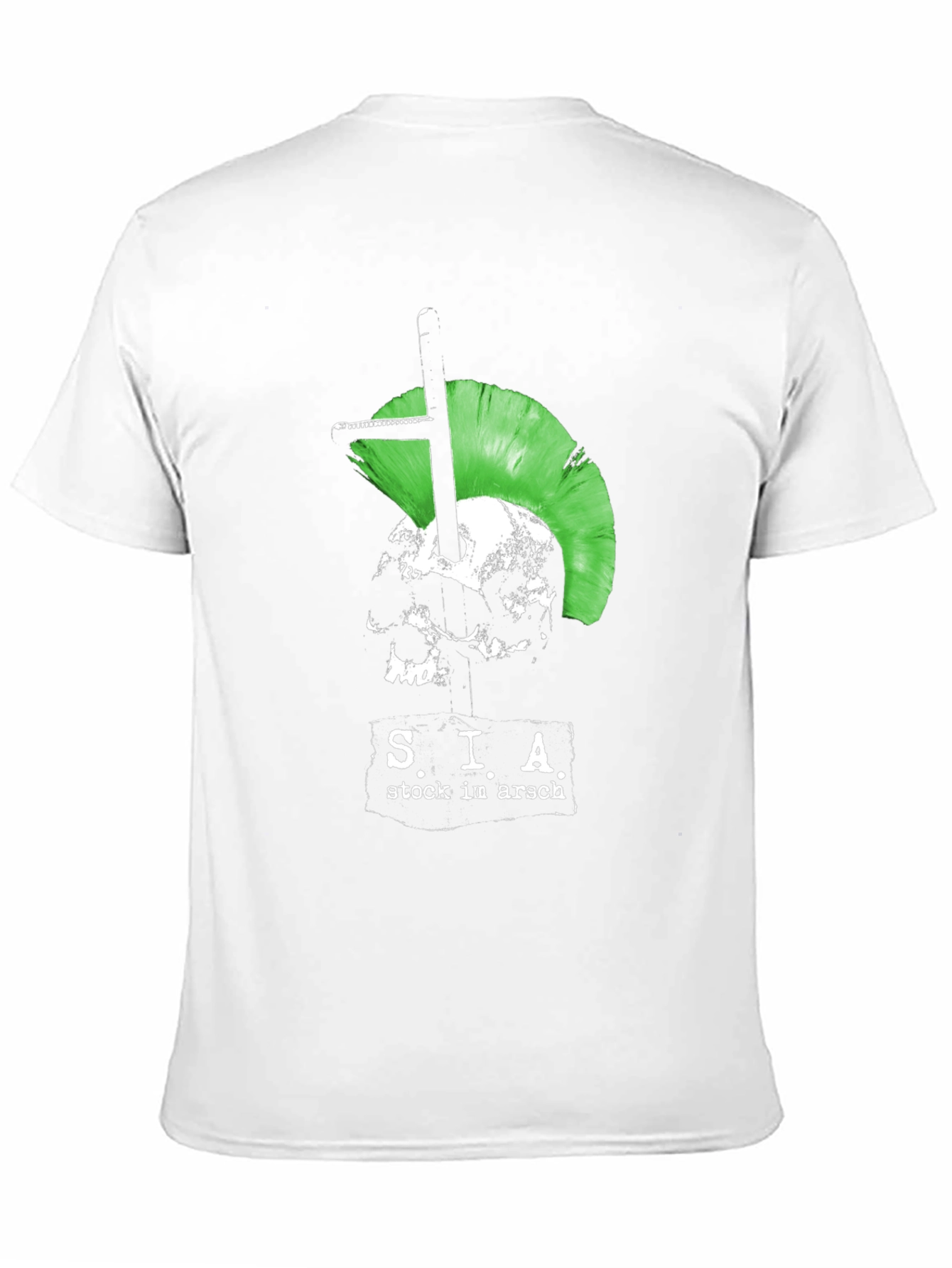 Edgy Punk Skull T-Shirt - Green Mohawk Graphic Tee