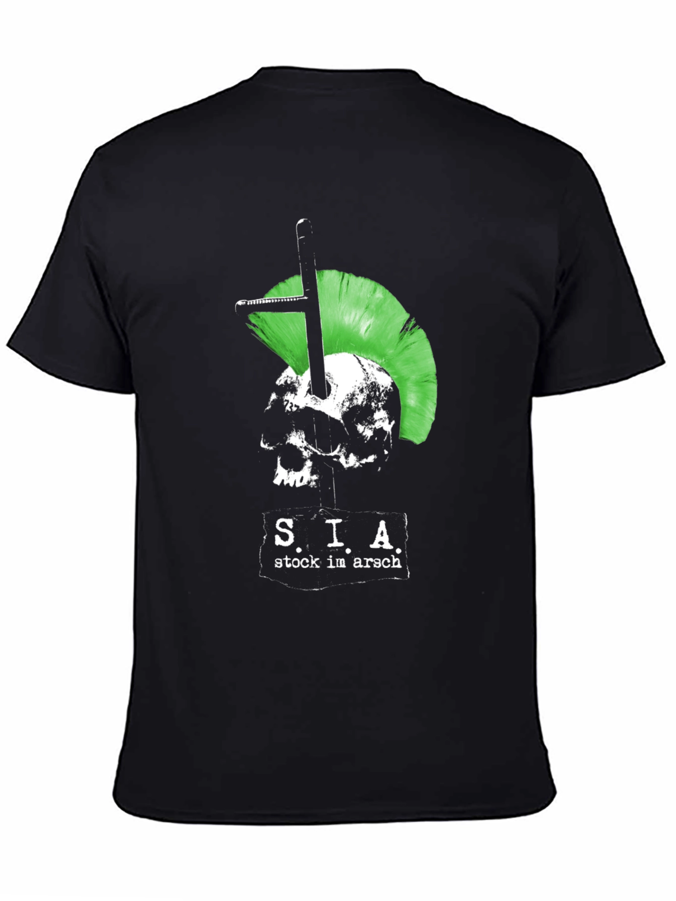Edgy Punk Skull T-Shirt - Green Mohawk Graphic Tee
