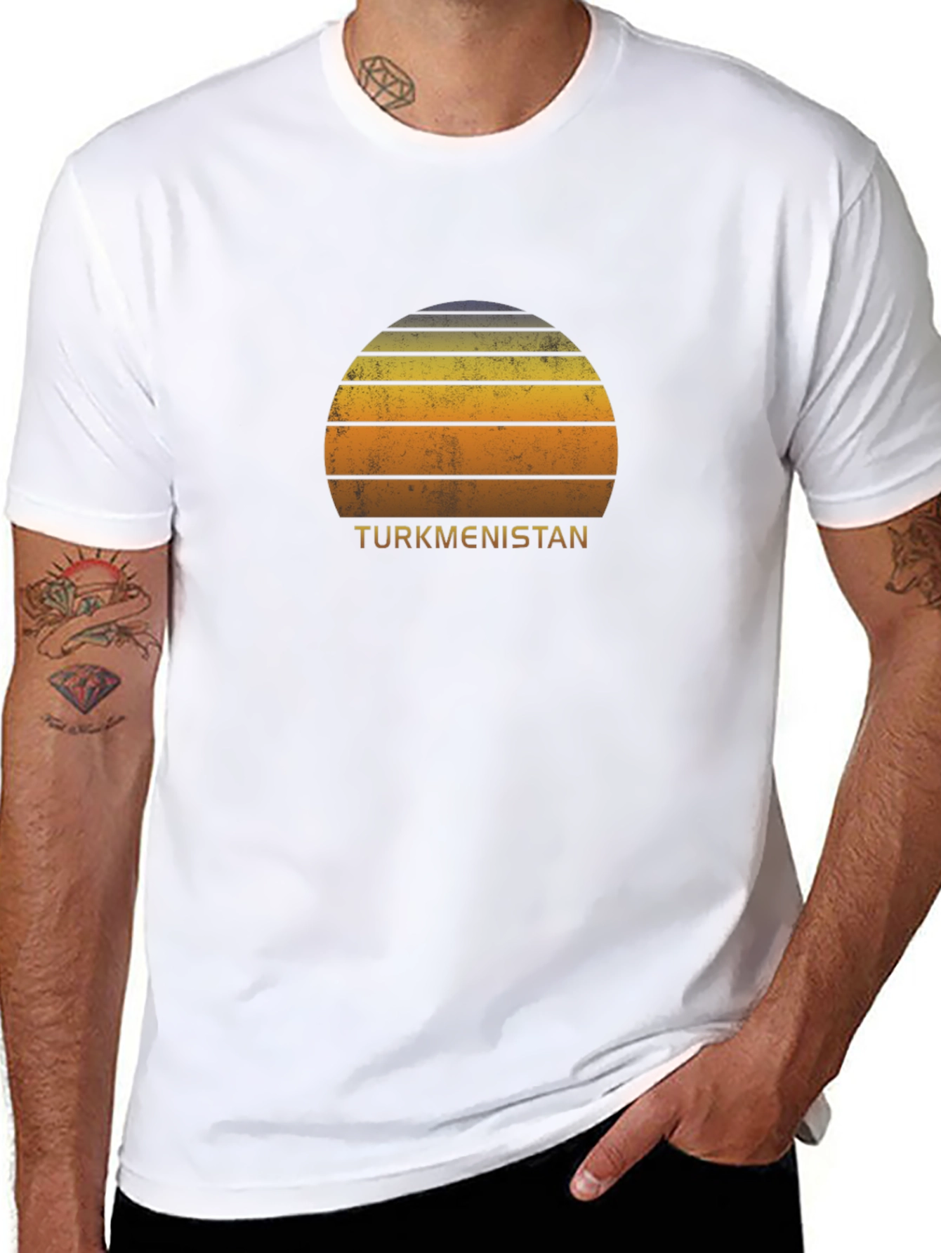 Retro Turkmenistan Sunset T-Shirt - Black