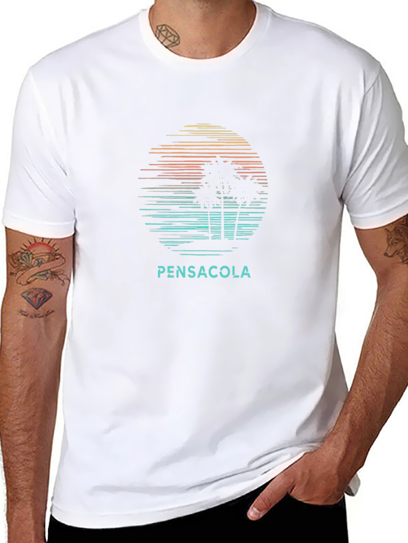 Pensacola Palm Sunset Graphic Tee - Soft Cotton Blend