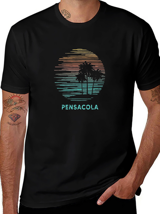 Pensacola Palm Sunset Graphic Tee - Soft Cotton Blend