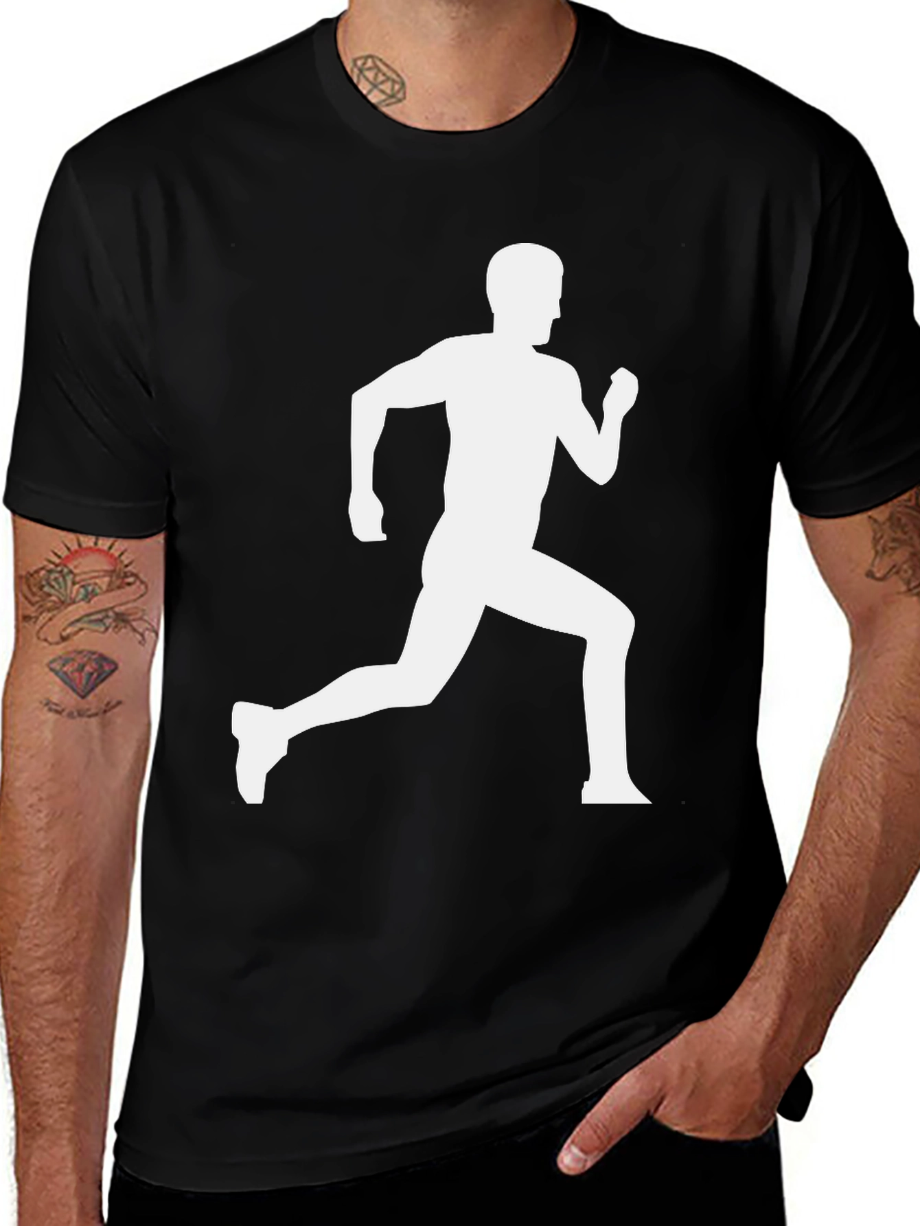 Runner Graphic Tee - Black Cotton T-Shirt