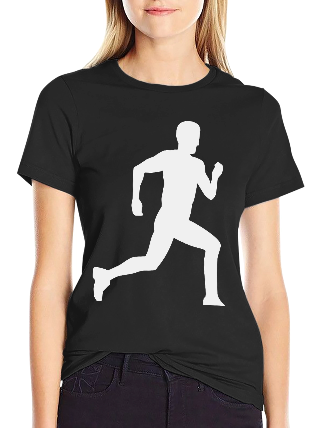 Runner Graphic Tee - Black Cotton T-Shirt