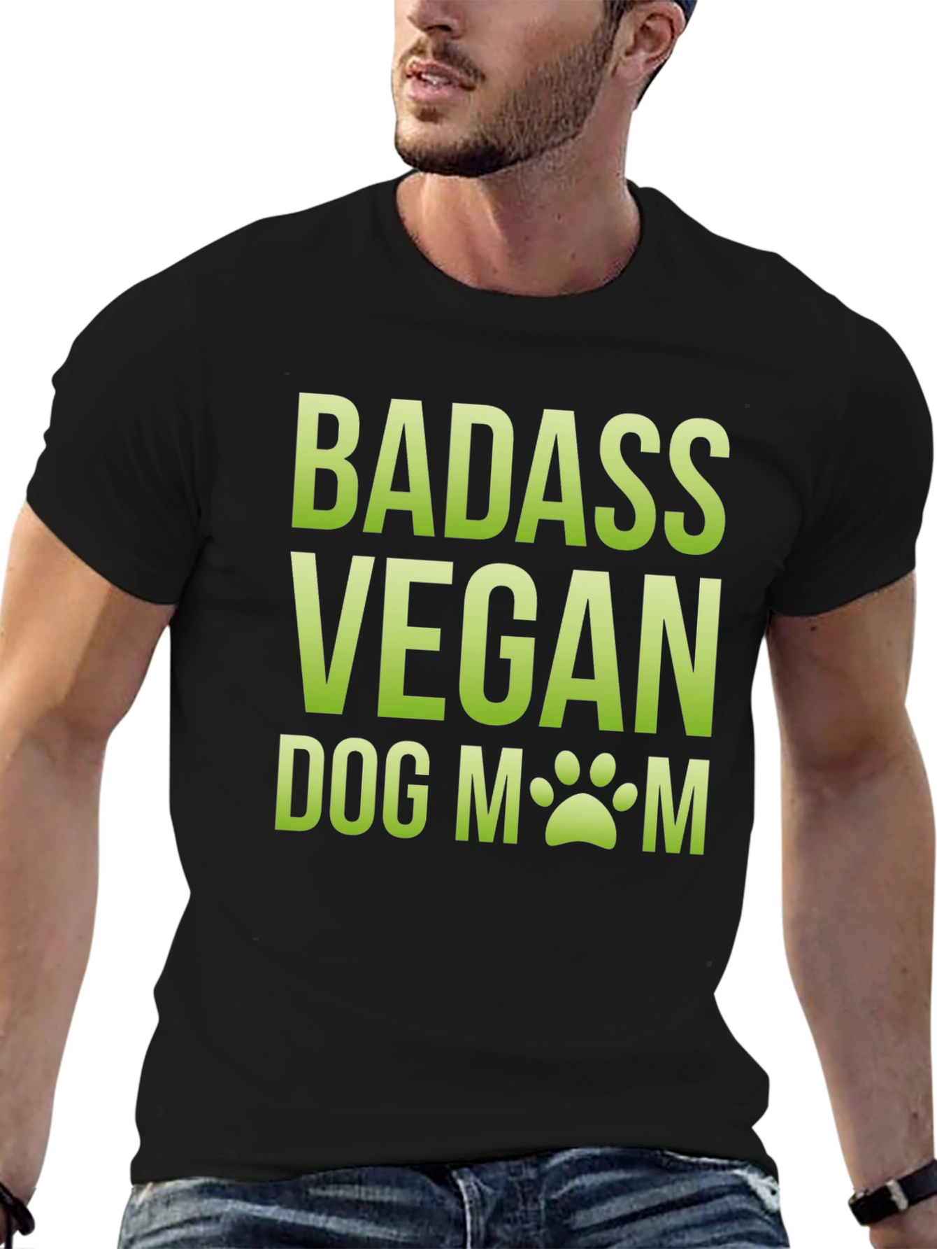 Badass Vegan Dog Mom T-Shirt - Black