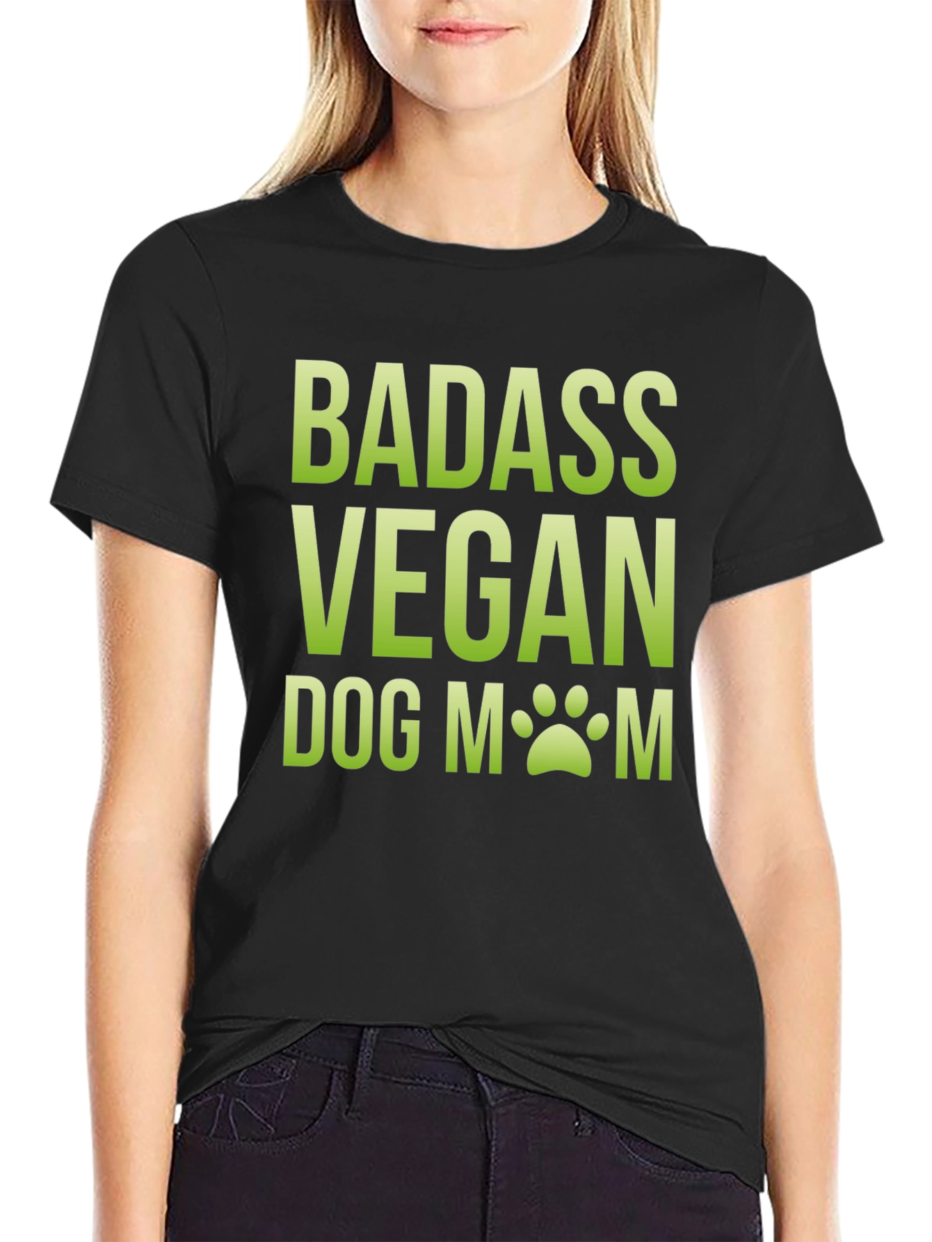 Badass Vegan Dog Mom T-Shirt - Black