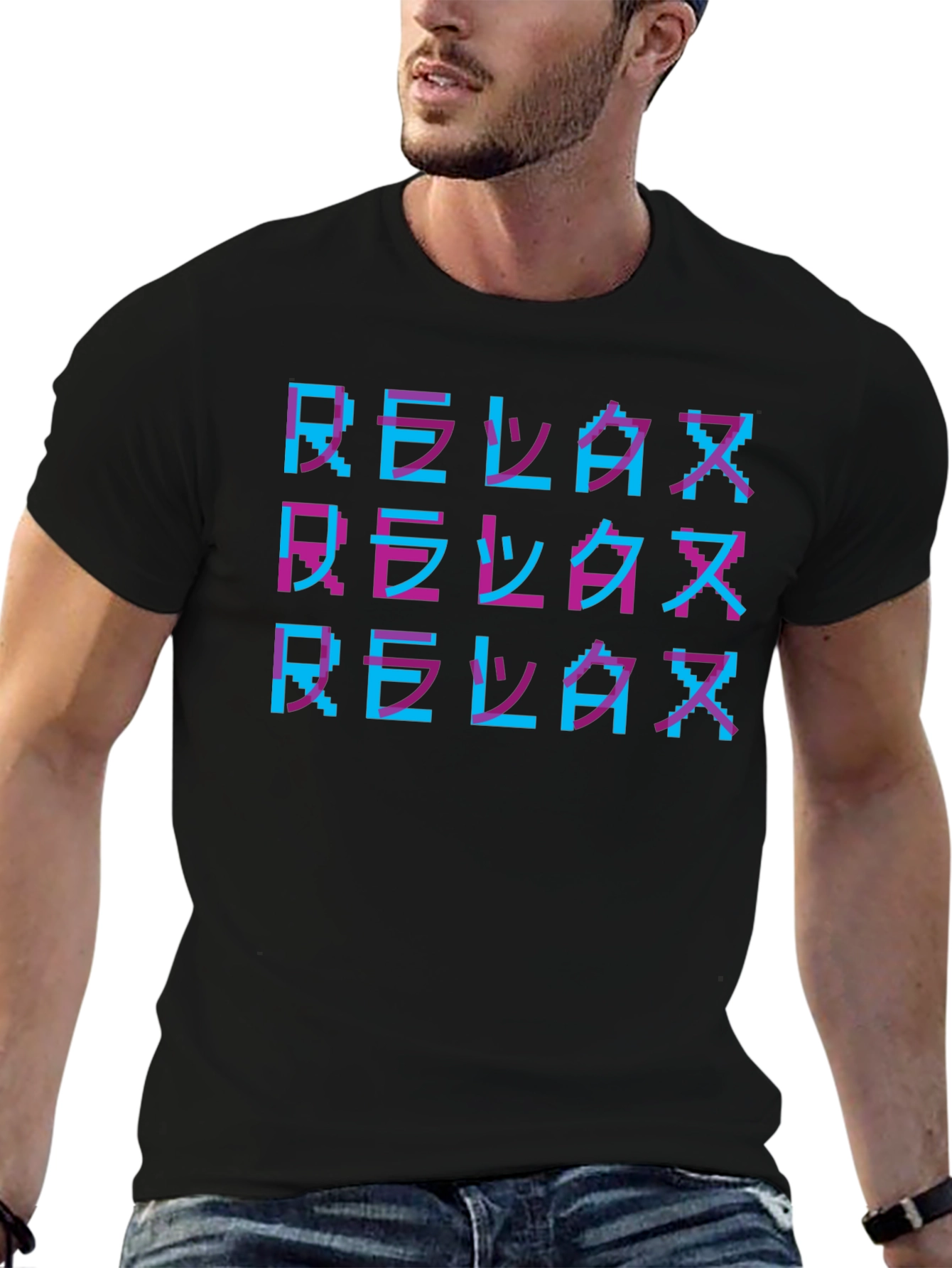 Relax Pixelated T-Shirt - Retro Gaming Style Tee