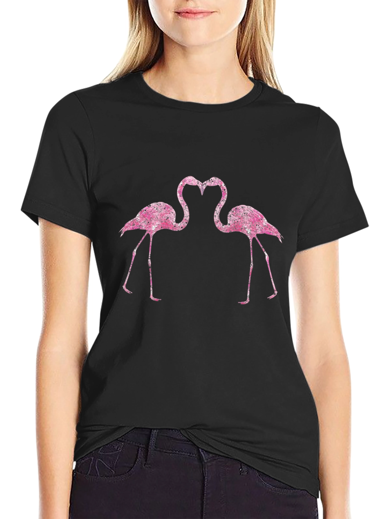 Flamingo Love Black T-Shirt