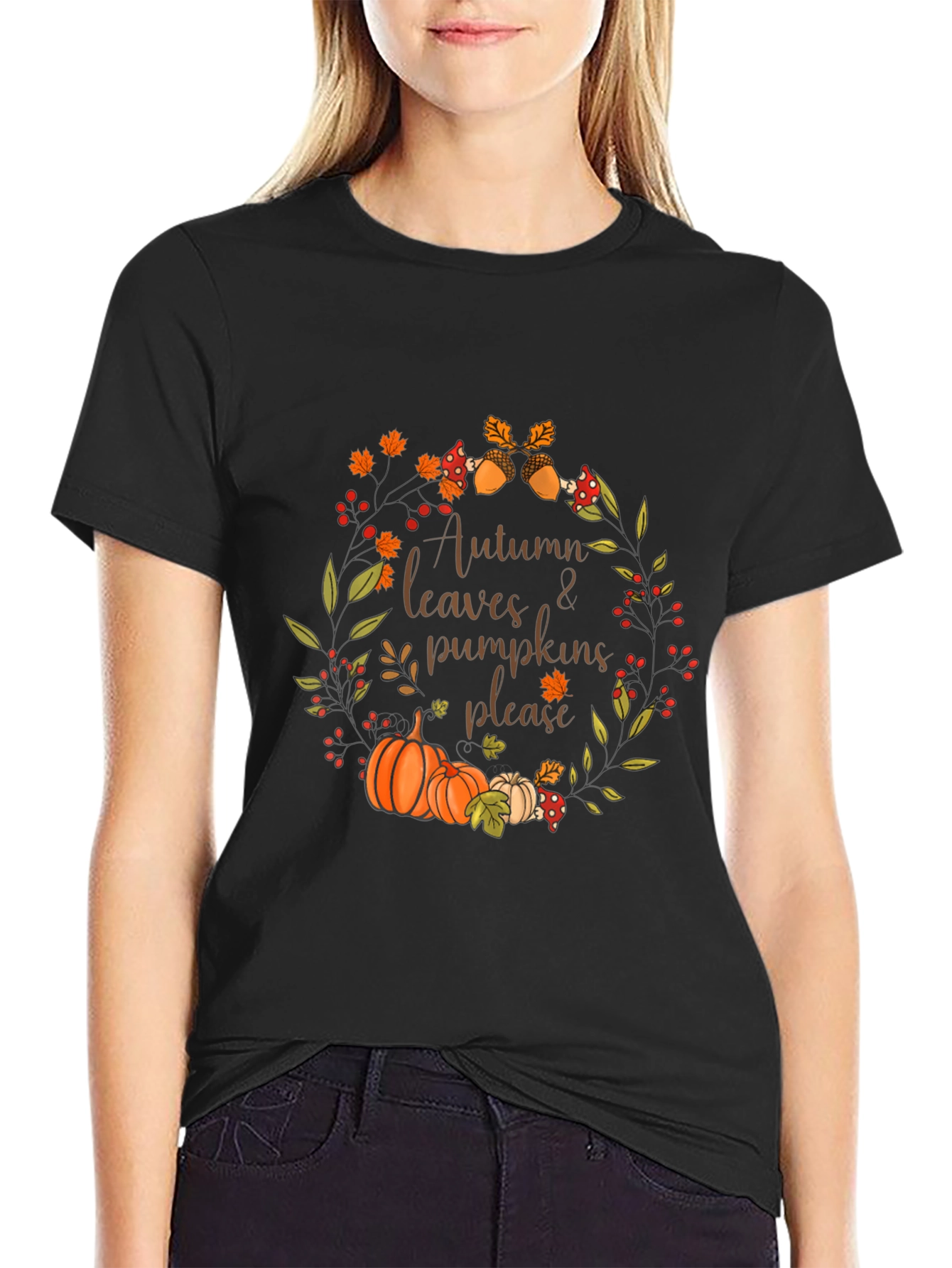 Autumn Leaves & Pumpkins T-Shirt
