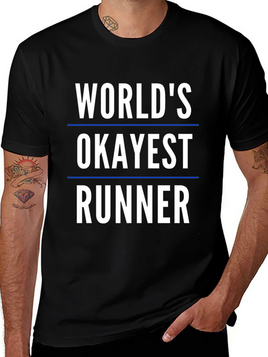 Worlds Okayest Runner Graphic Tee - Black Cotton T-Shirt