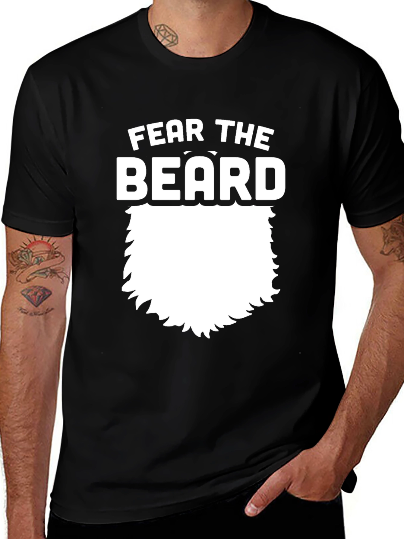 Fear The Beard Graphic Tee - Black Cotton T-Shirt