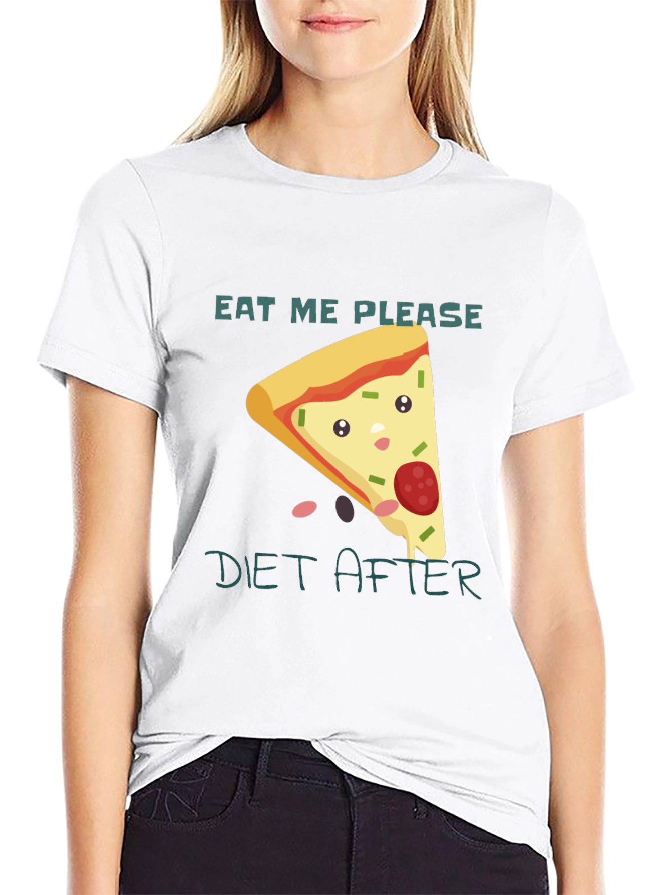 Eat Me Please Diet After Pizza Graphic Tee