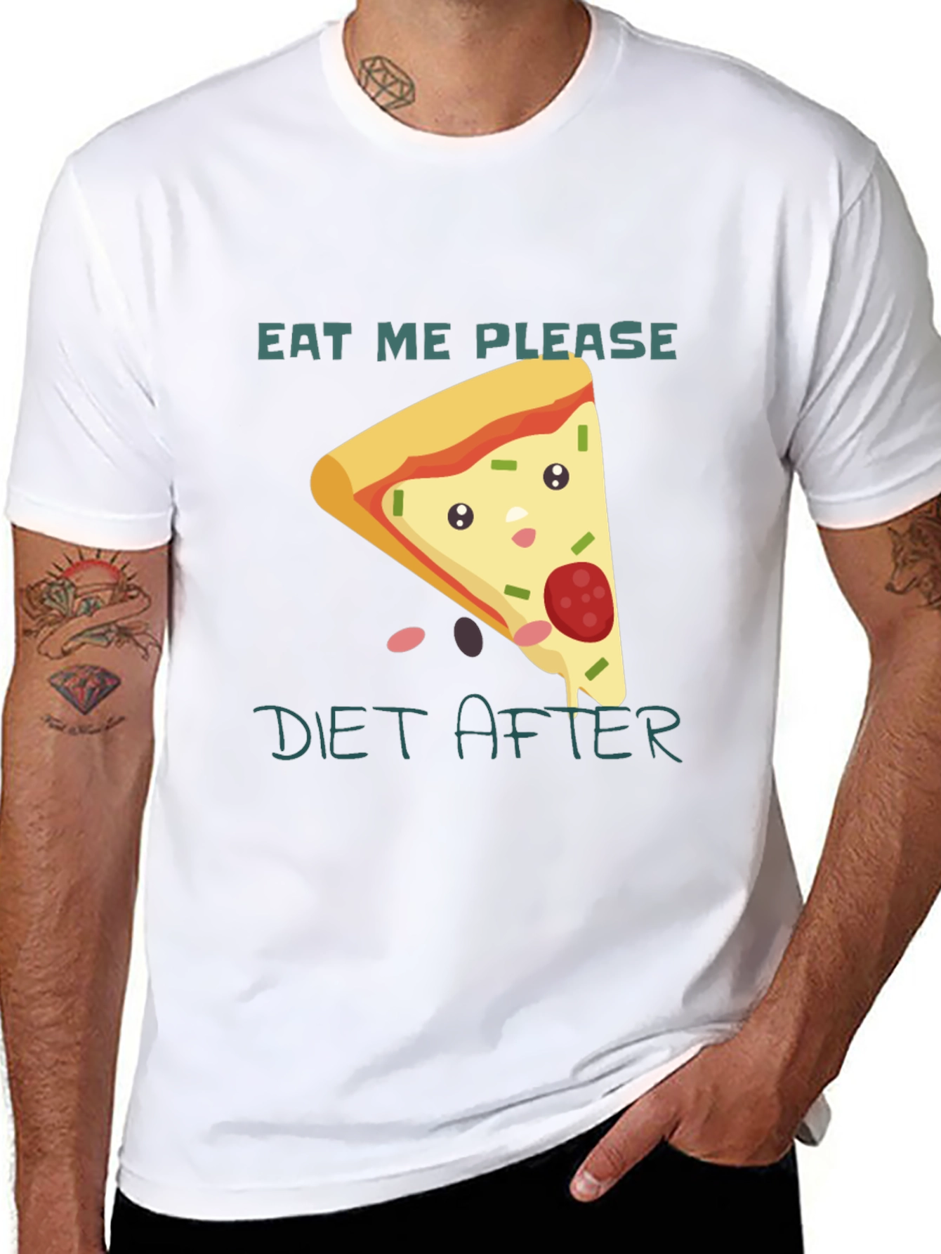 Eat Me Please Diet After Pizza Graphic Tee