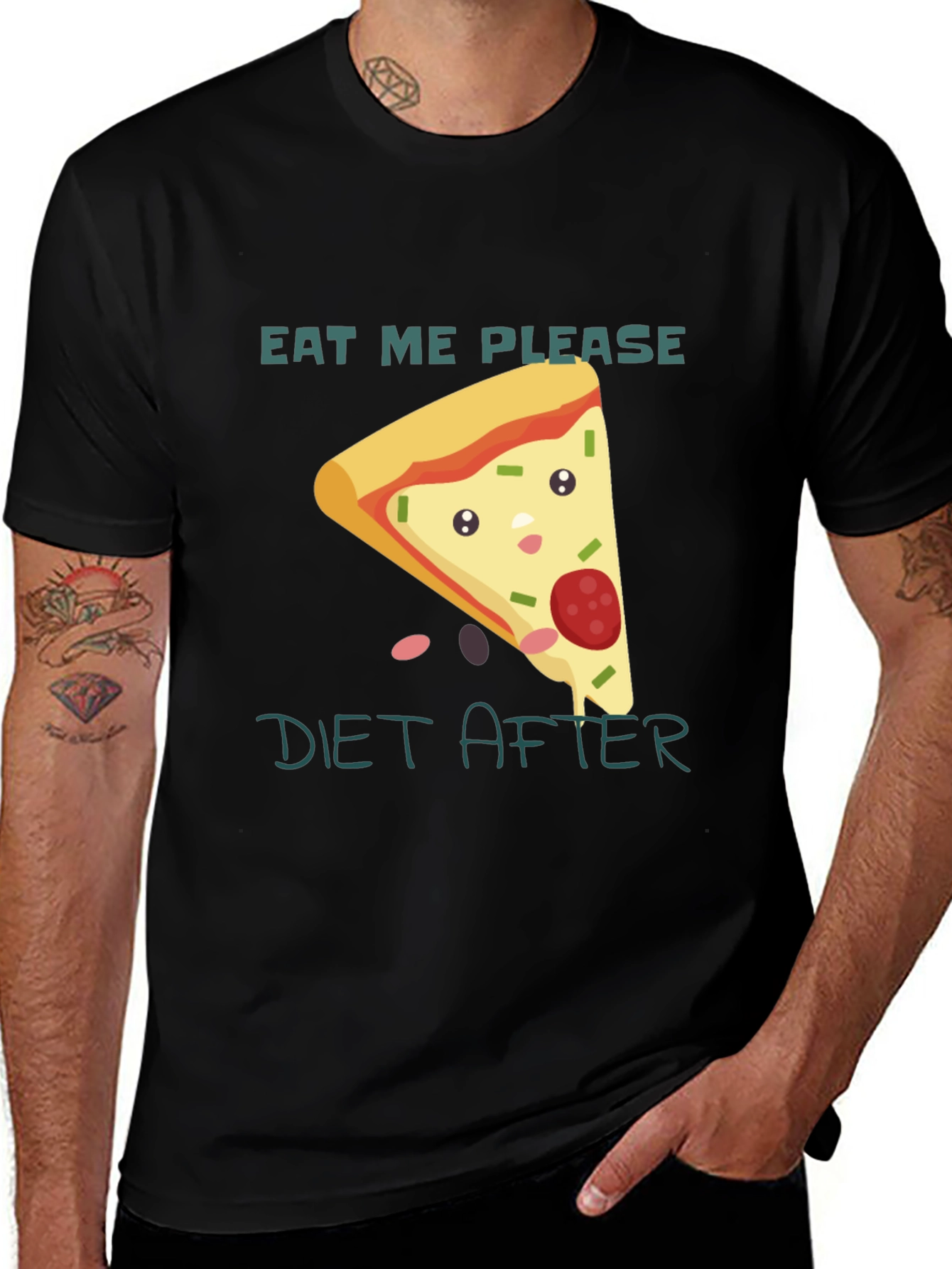 Eat Me Please Diet After Pizza Graphic Tee