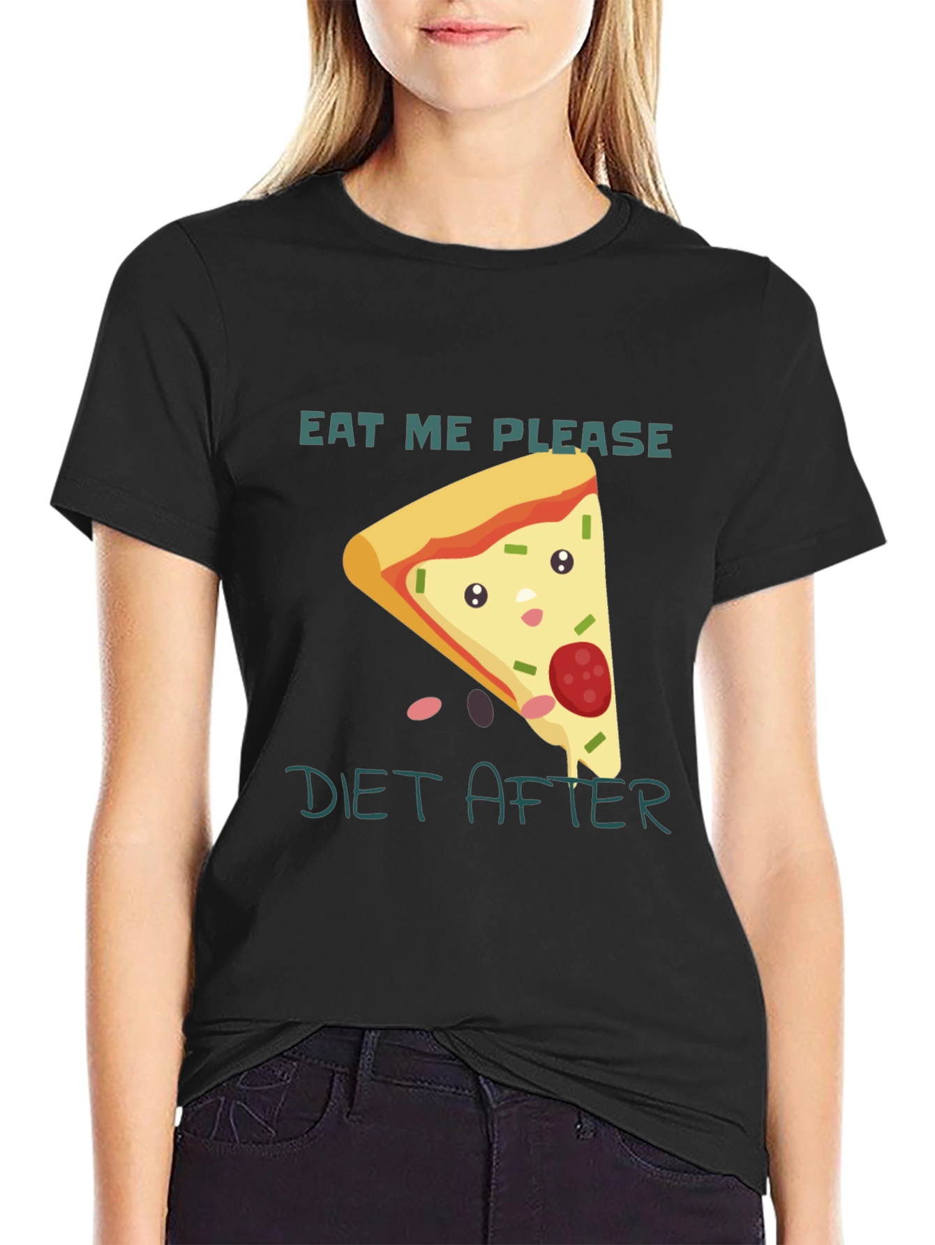 Eat Me Please Diet After Pizza Graphic Tee