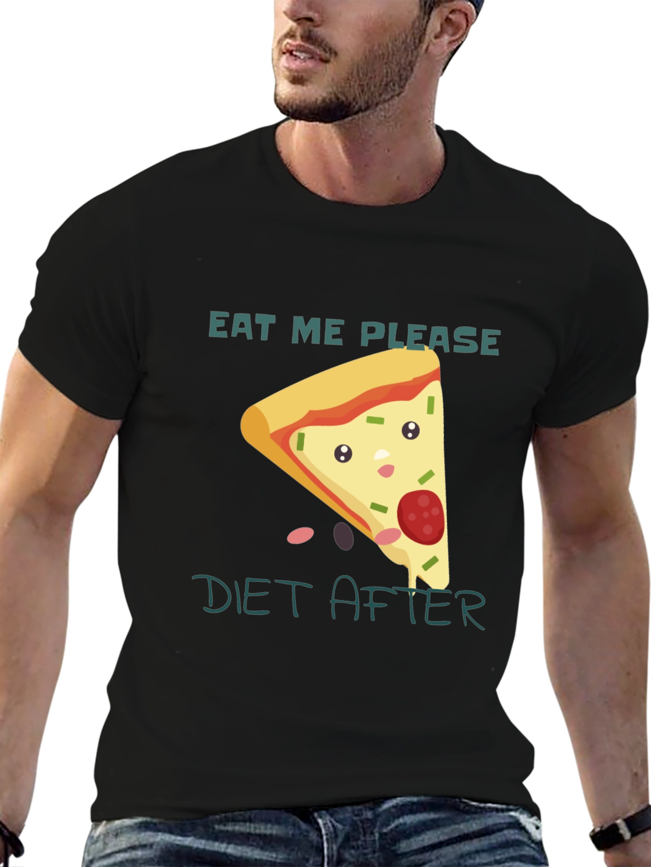 Eat Me Please Diet After Pizza Graphic Tee