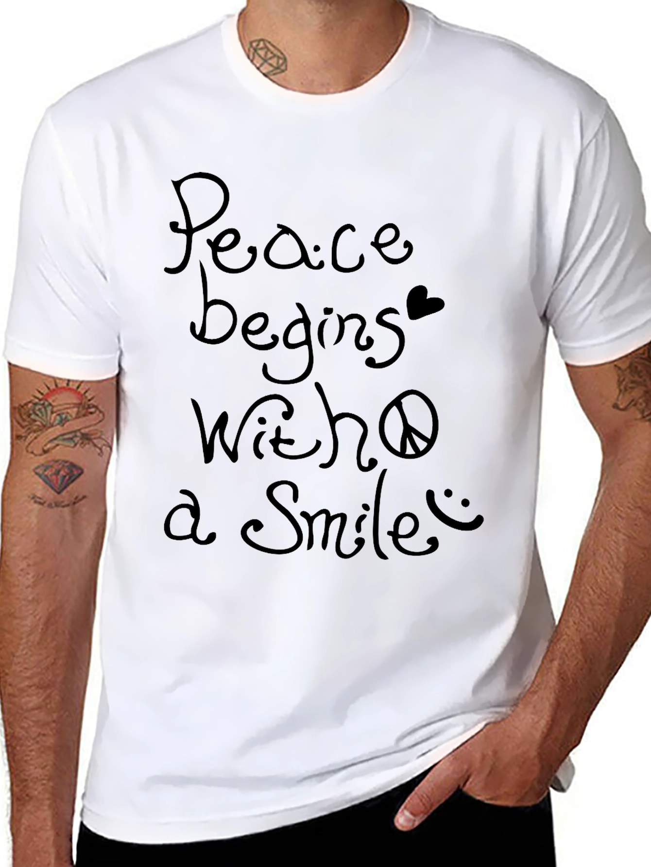 Peace Begins With a Smile Graphic T-Shirt