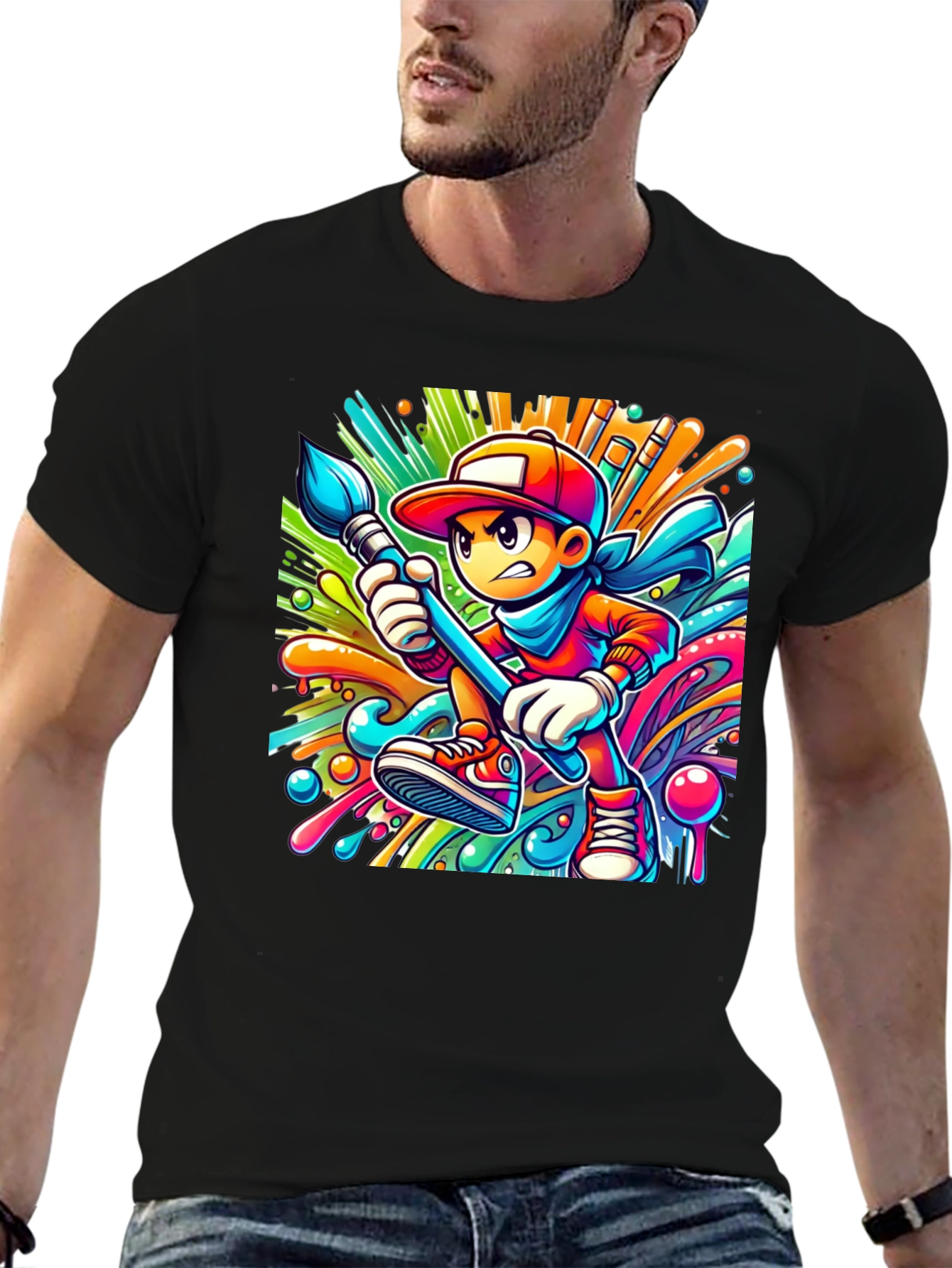 Vibrant Cartoon Artist T-Shirt