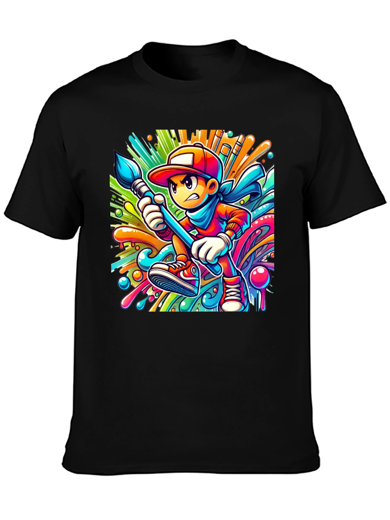 Vibrant Cartoon Artist T-Shirt