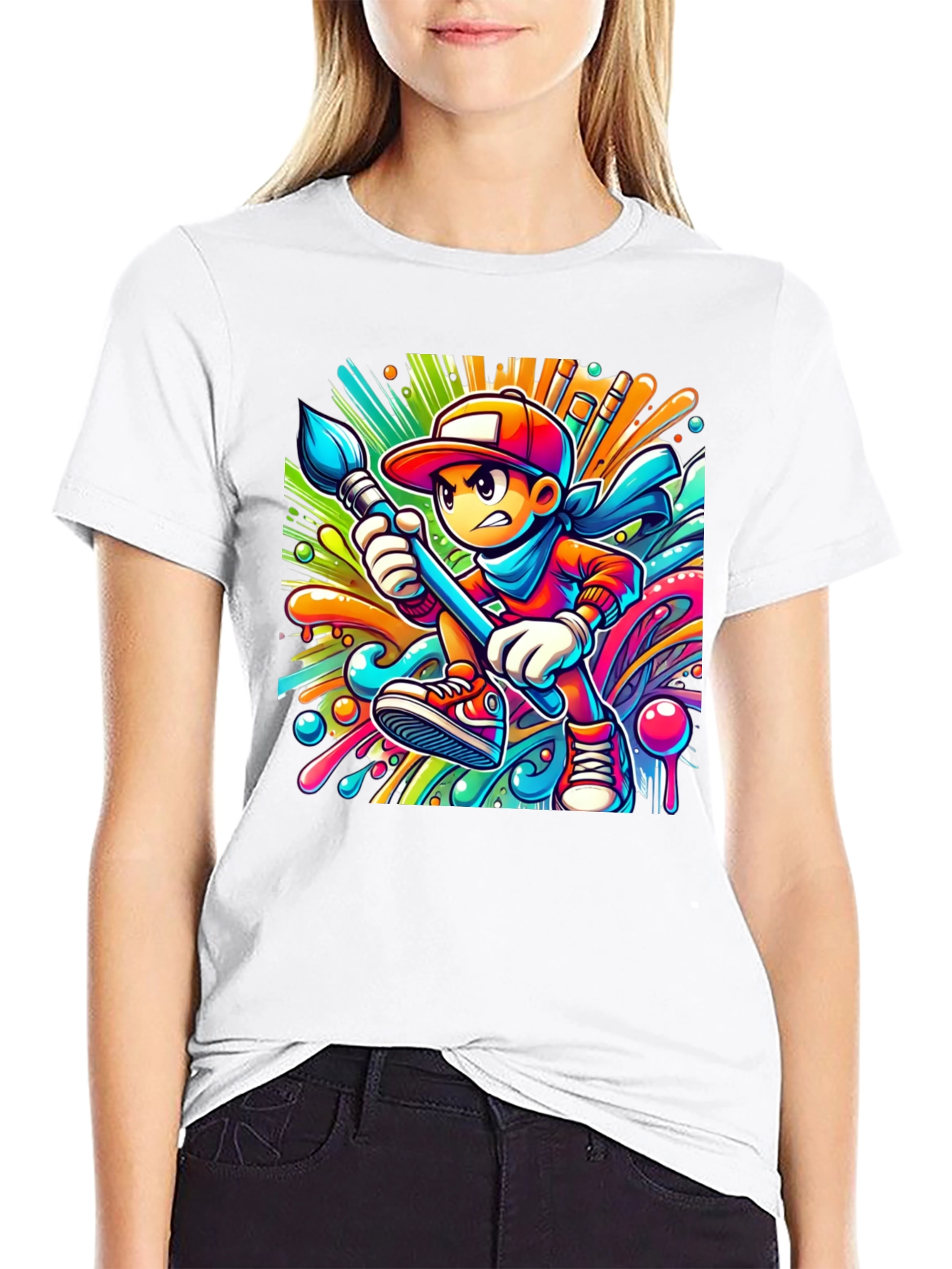 Vibrant Cartoon Artist T-Shirt