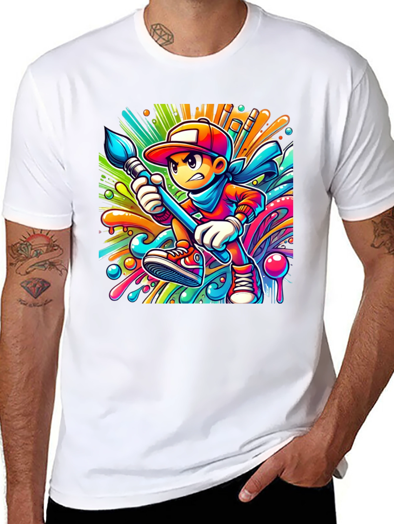 Vibrant Cartoon Artist T-Shirt