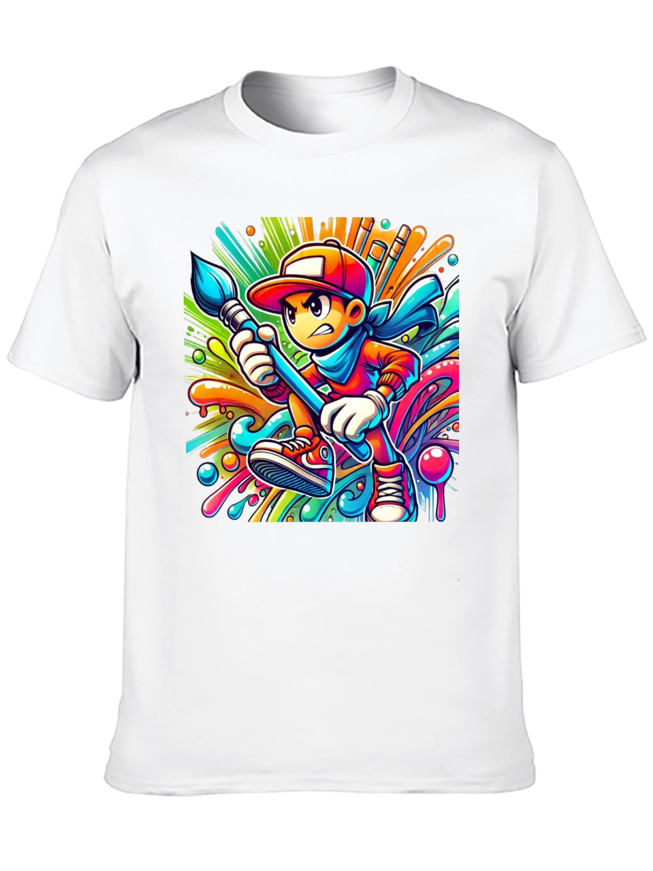 Vibrant Cartoon Artist T-Shirt