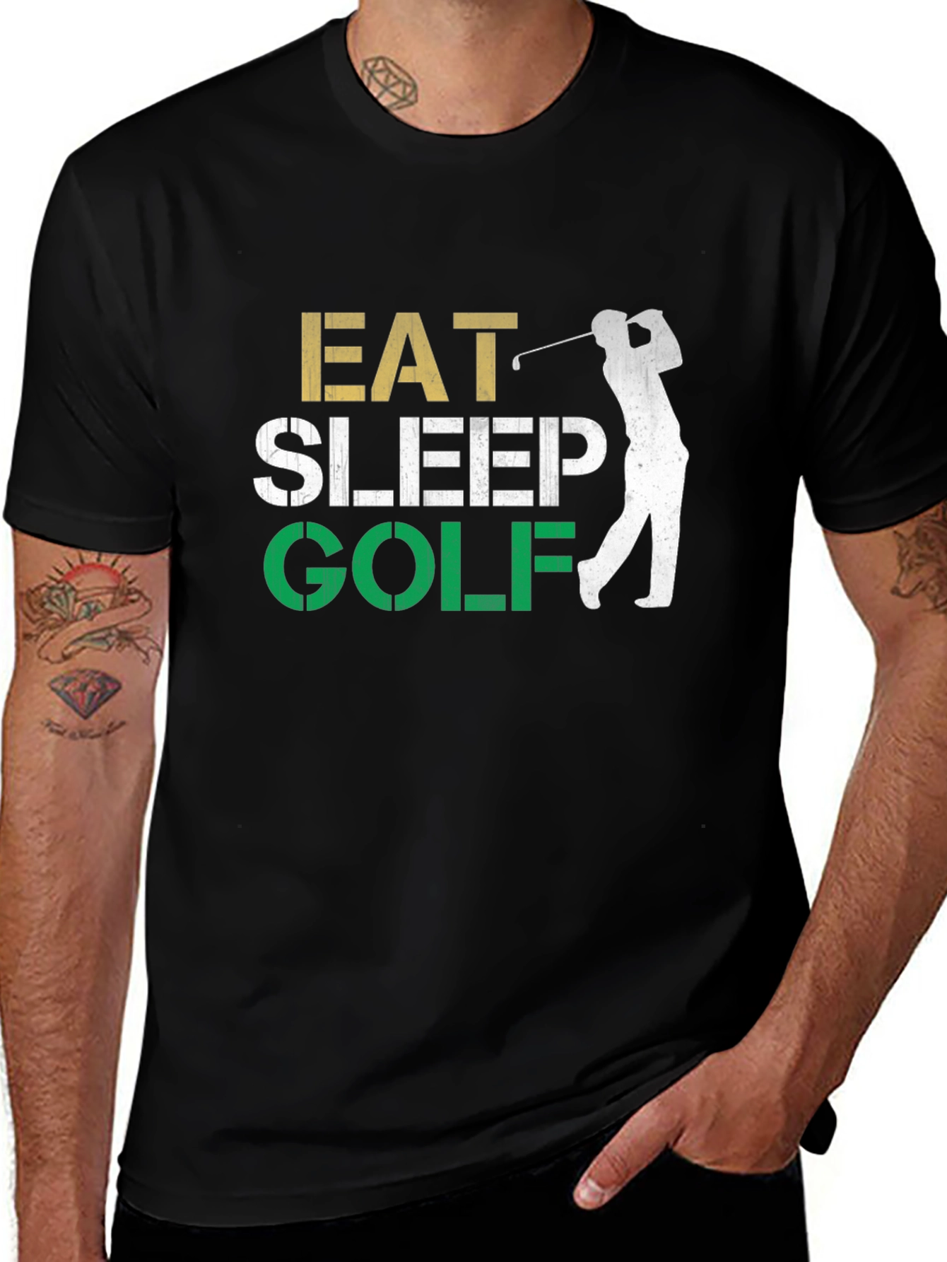 Eat Sleep Golf Black Graphic Tee