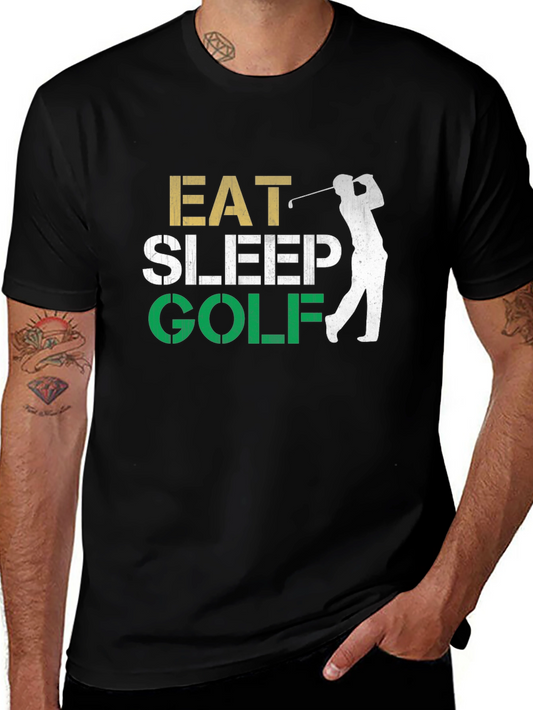 Eat Sleep Golf Black Graphic Tee