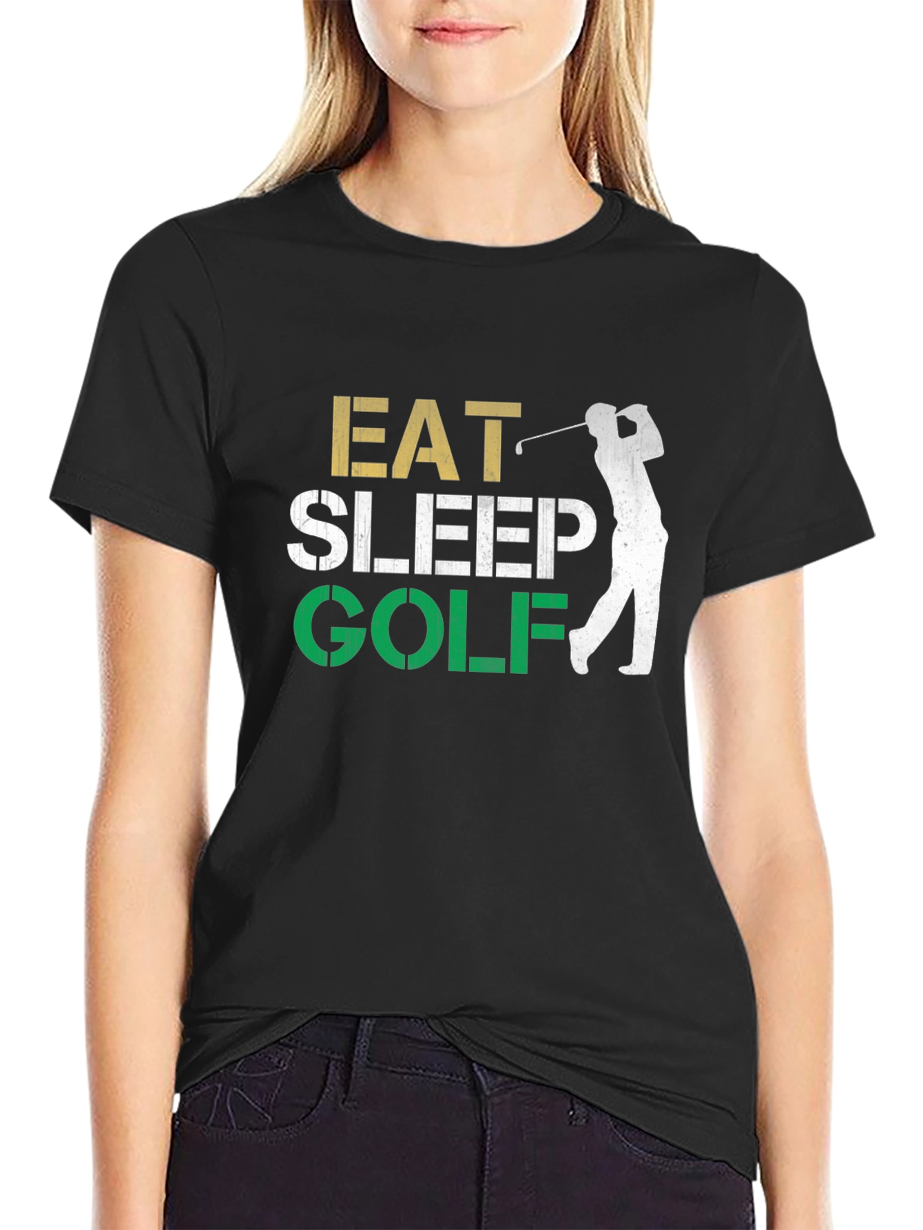 Eat Sleep Golf Black Graphic Tee