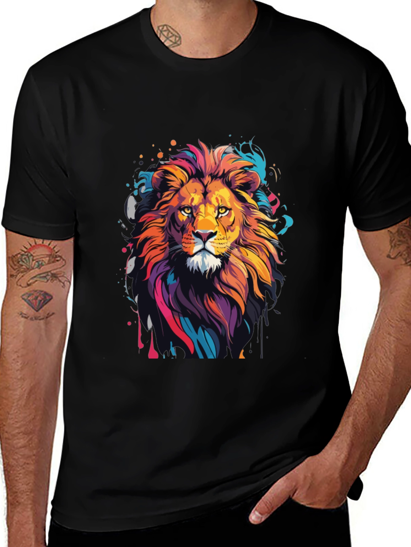 Lion Graphic Tee - Mens Black T-Shirt
