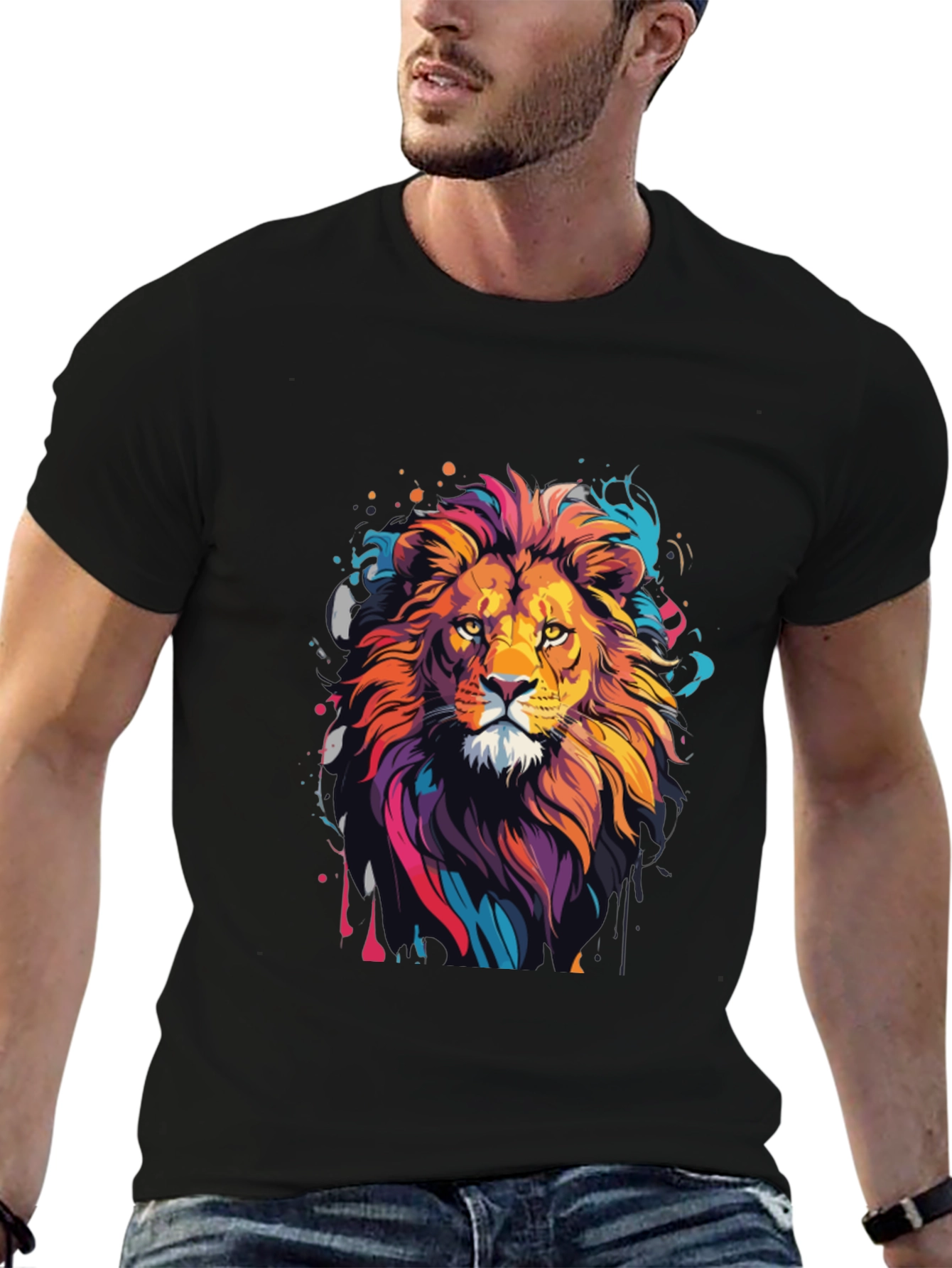 Lion Graphic Tee - Mens Black T-Shirt