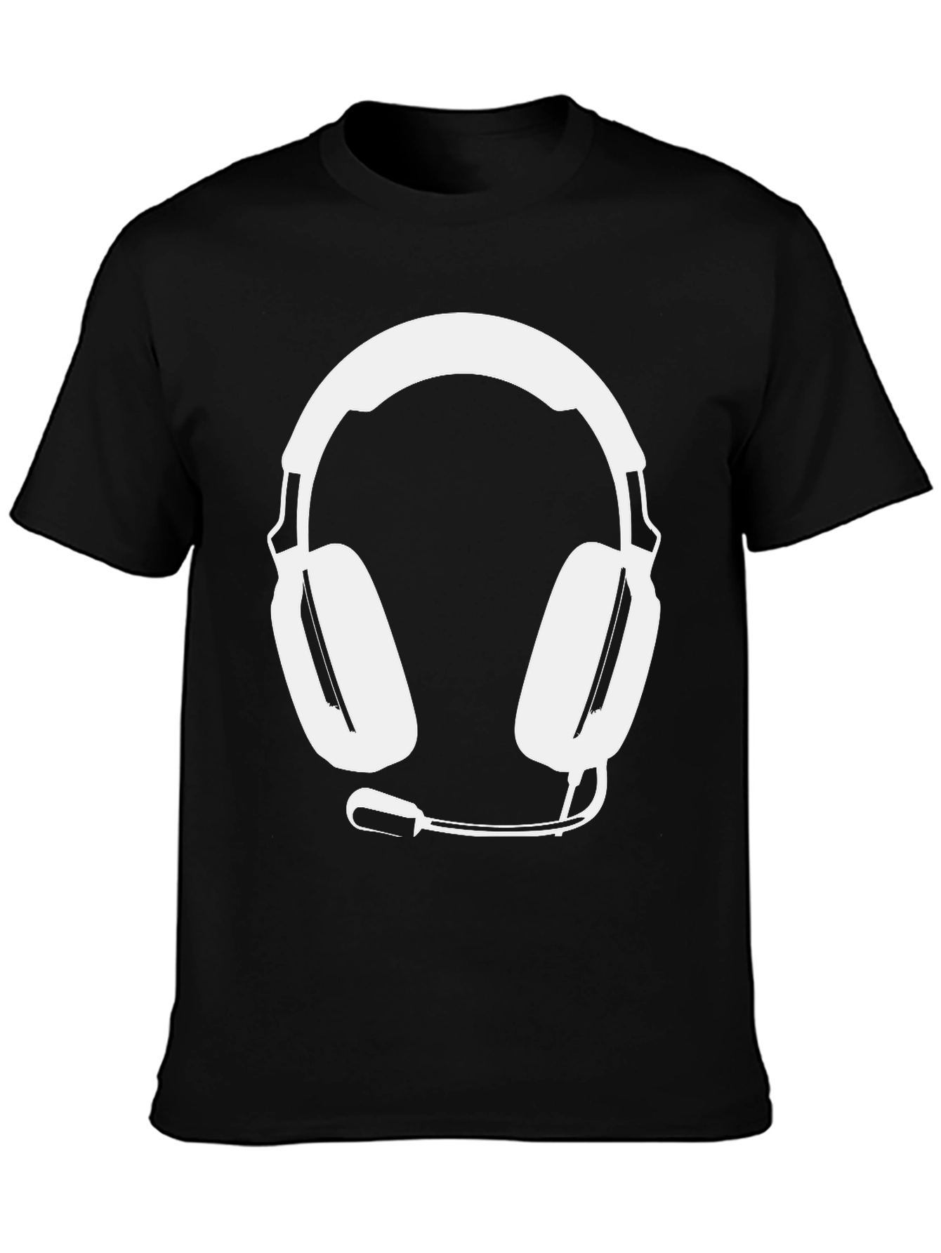 Gamer Style Black Tee with Headset Graphic